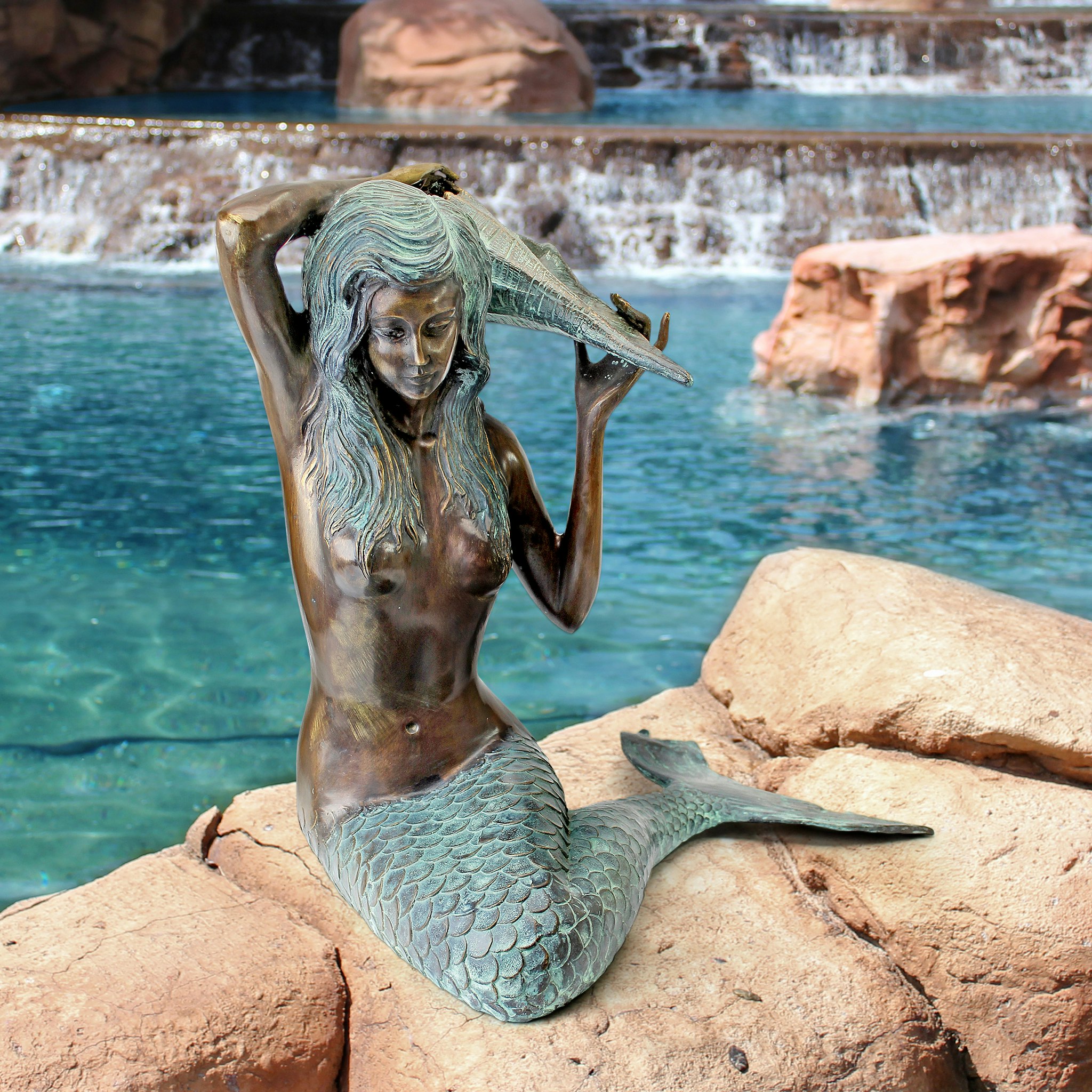 Toscano - Mermaid of the Isle of Capri Piped Garden Statue