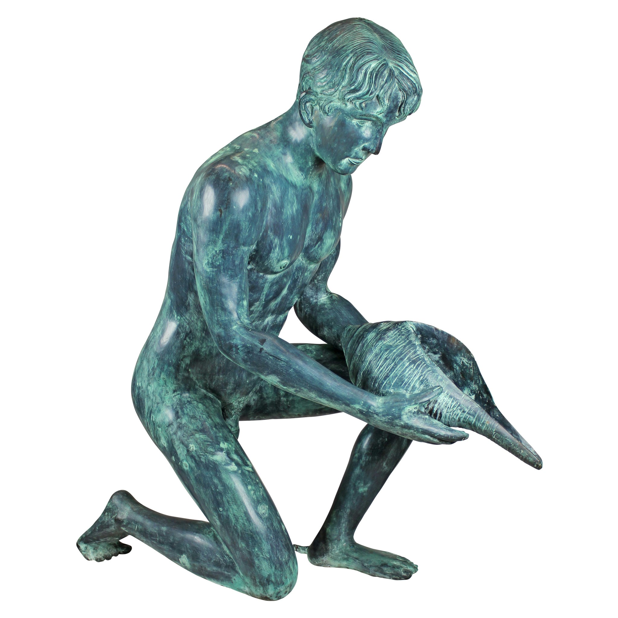 Toscano - Man with Shell Piped Garden Statue