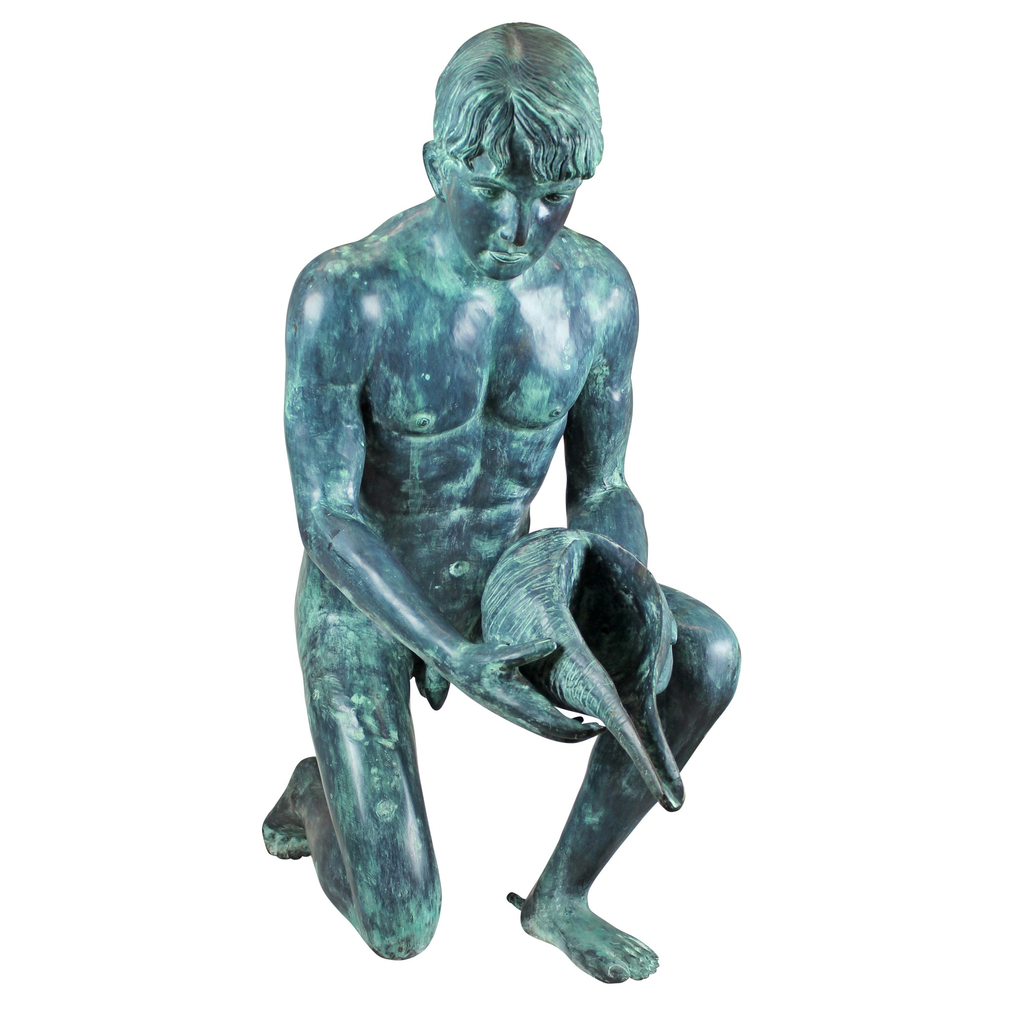 Toscano - Man with Shell Piped Garden Statue