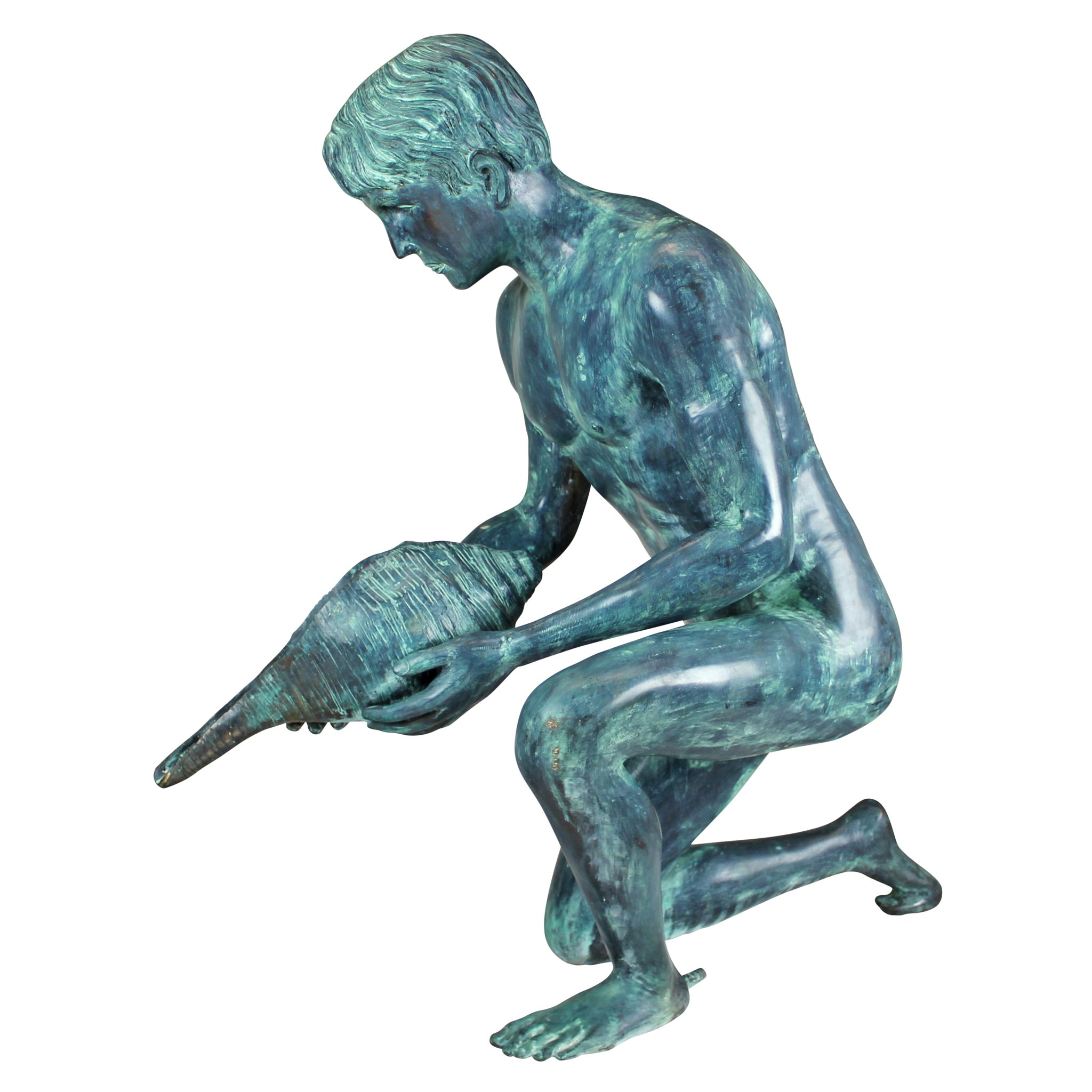 Toscano - Man with Shell Piped Garden Statue