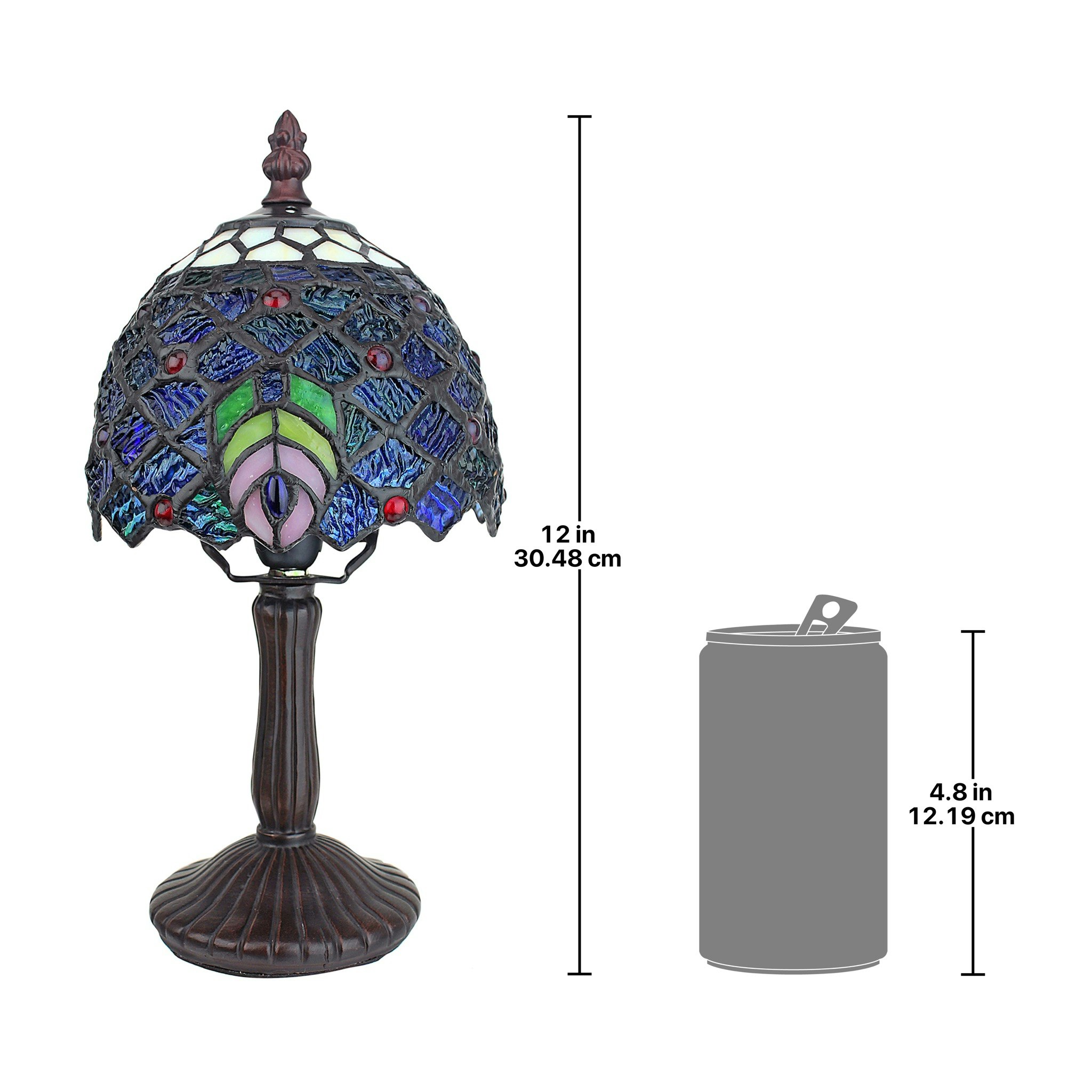 Toscano - Ravishing Peacock Petite Tiffany-Style Table Lamp in Stained Glass