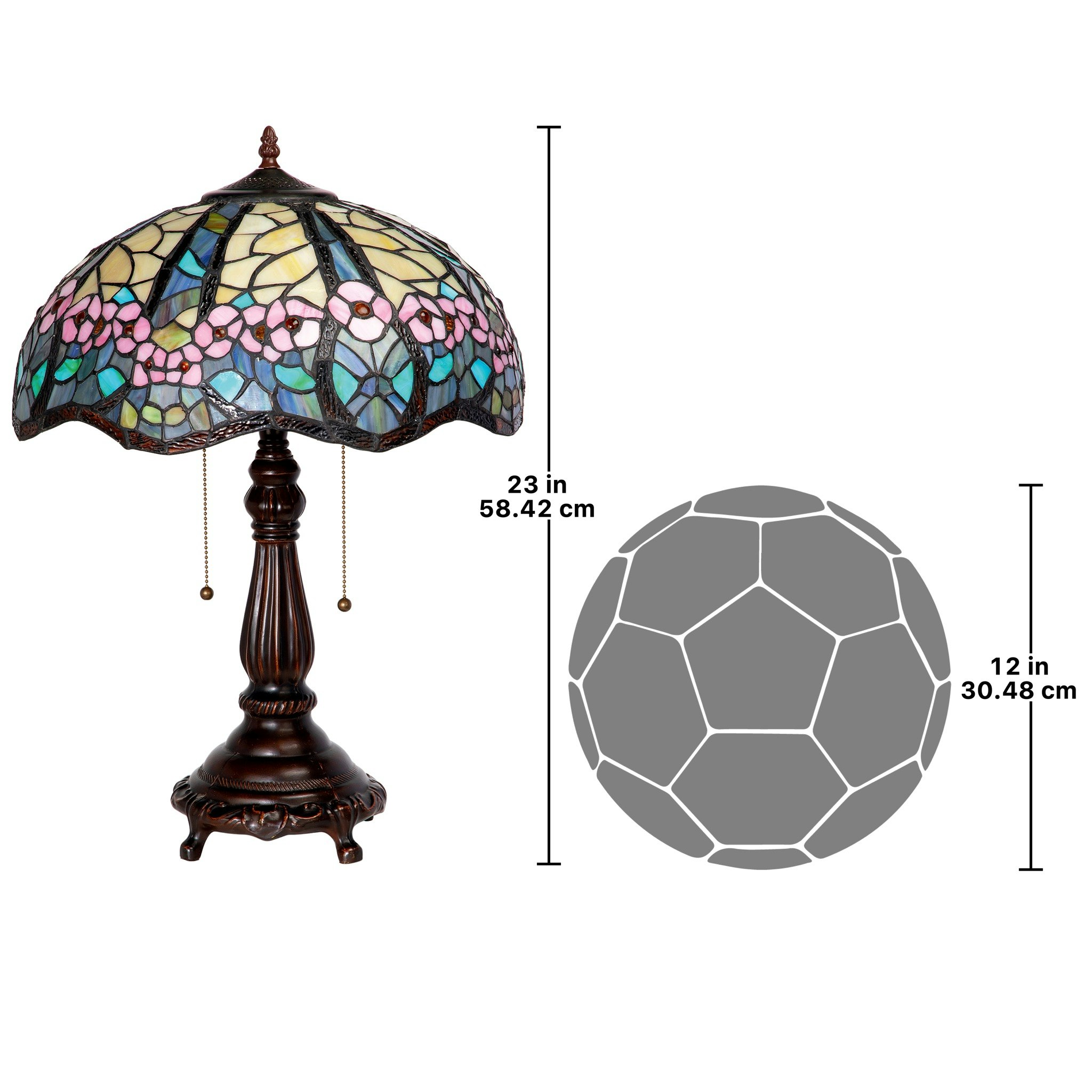 Toscano - Pink Primrose Tiffany-Style Lamp in Stained Glass