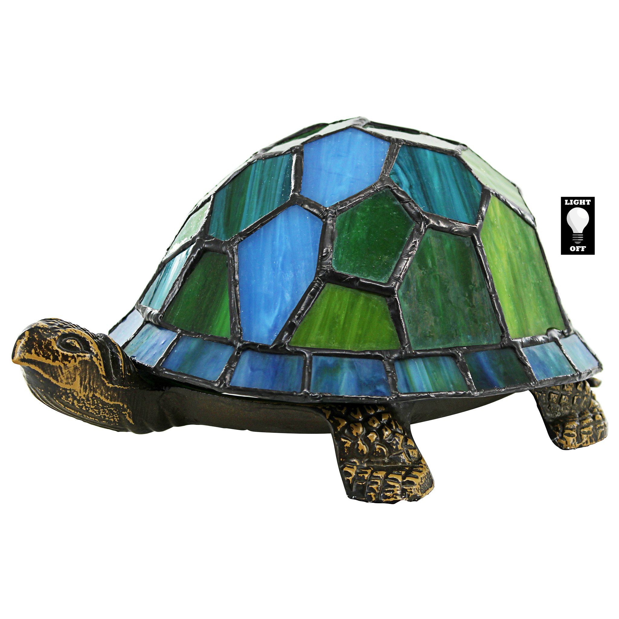 Toscano - Wisdom and Wealth Turtle Illuminated Lamp in Stained Glass