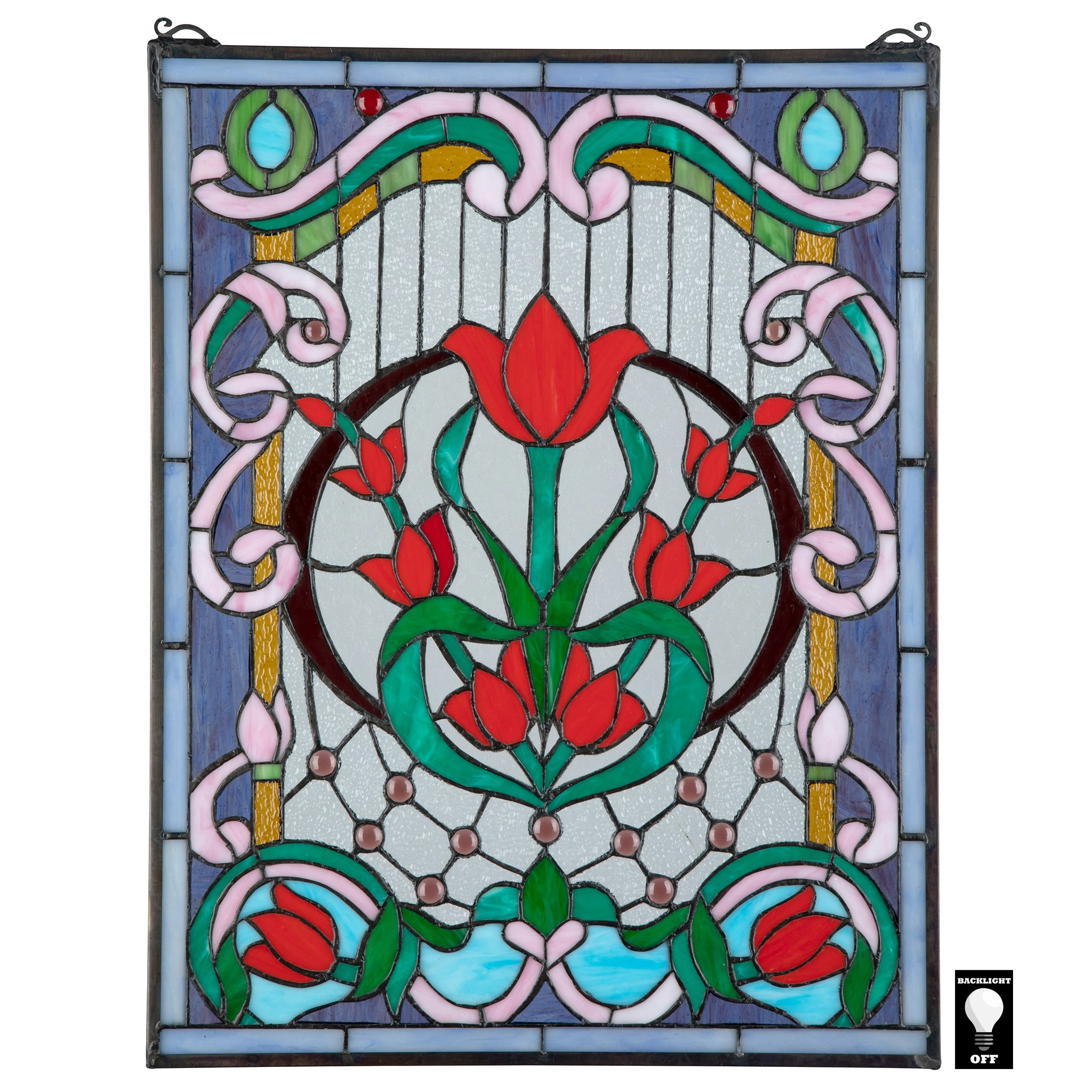 Toscano - Tulip Treasure Tiffany-Style Stained Glass Window