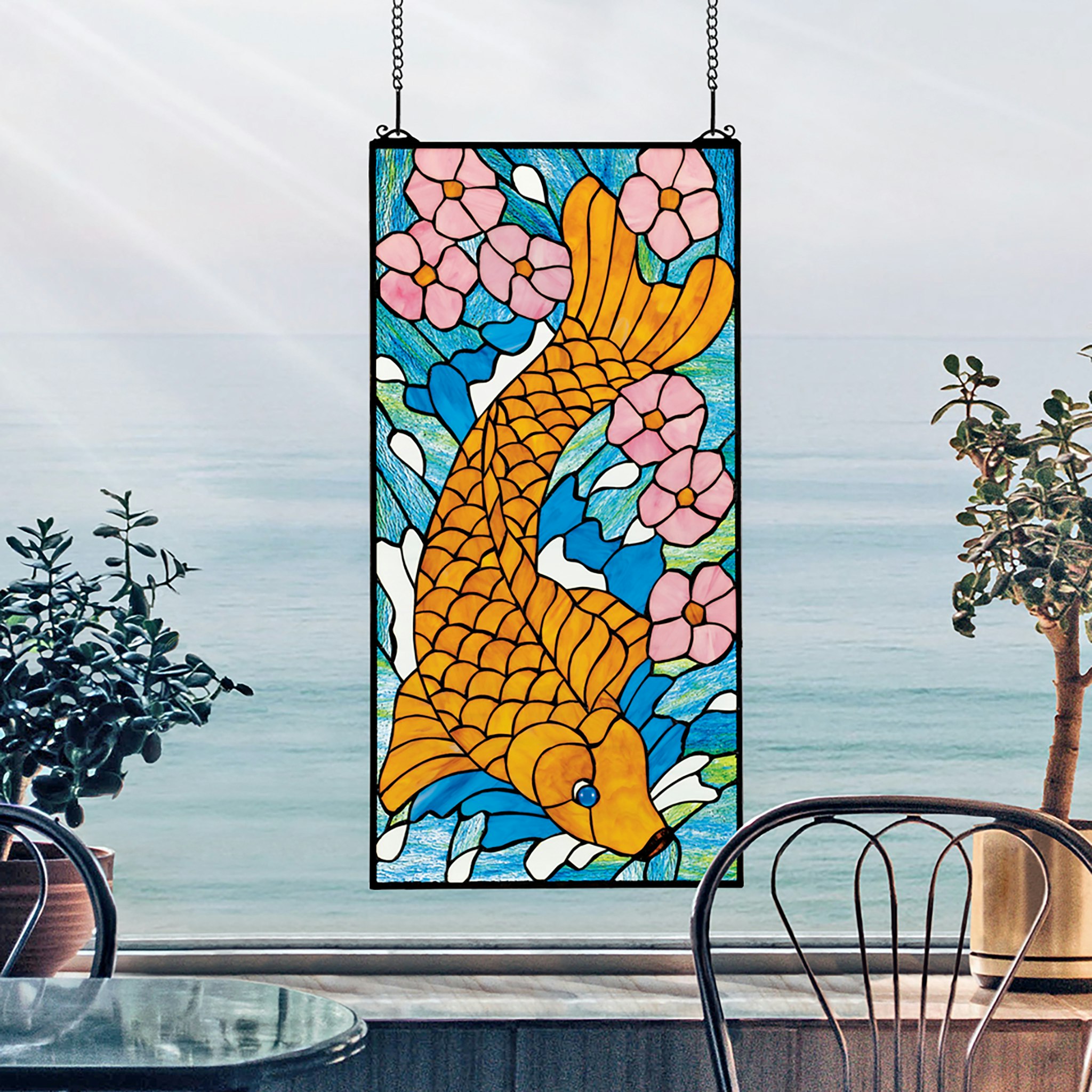 Toscano - Asian Koi Stained Glass Window