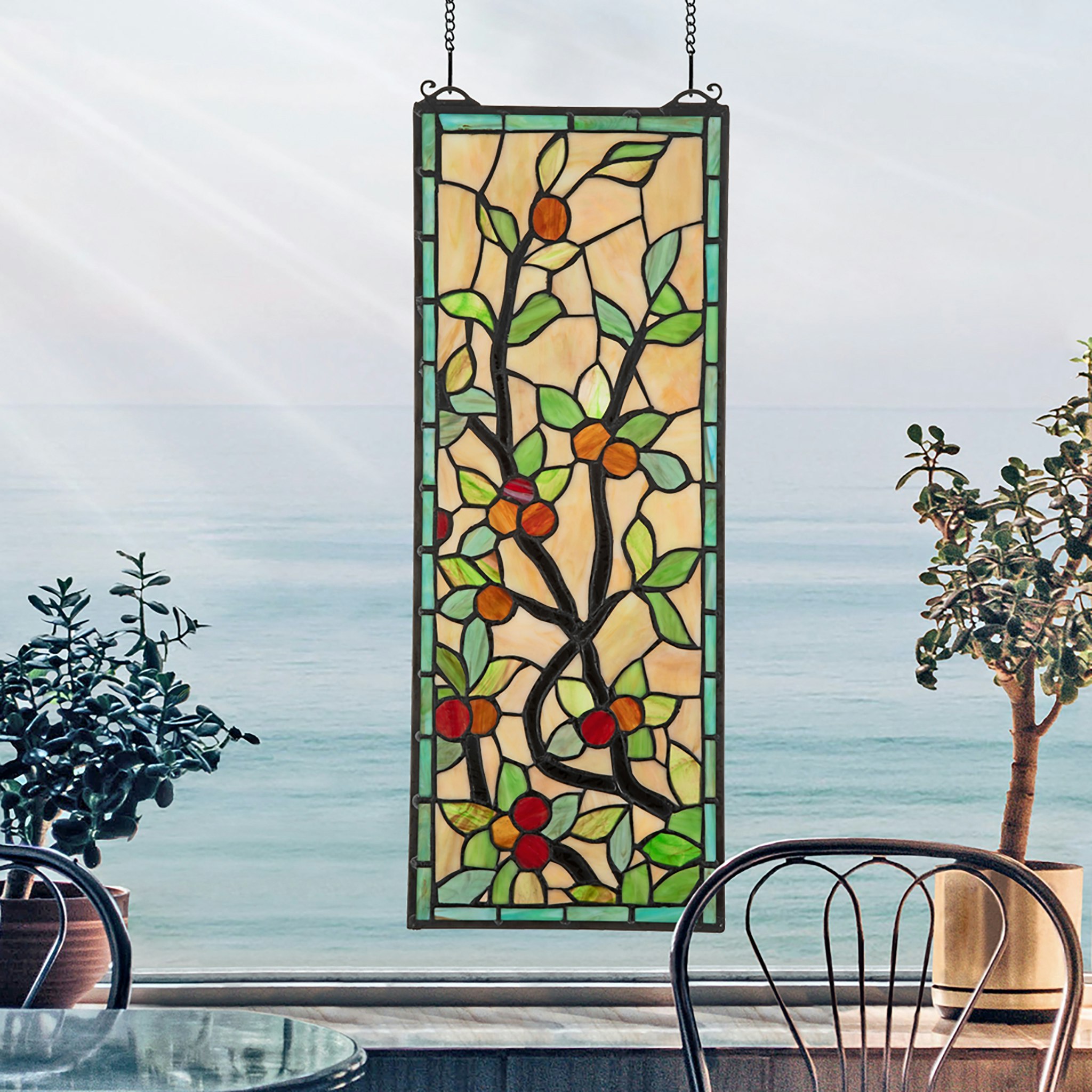 Toscano - Morris Trellis Tiffany-Style Stained Glass Window