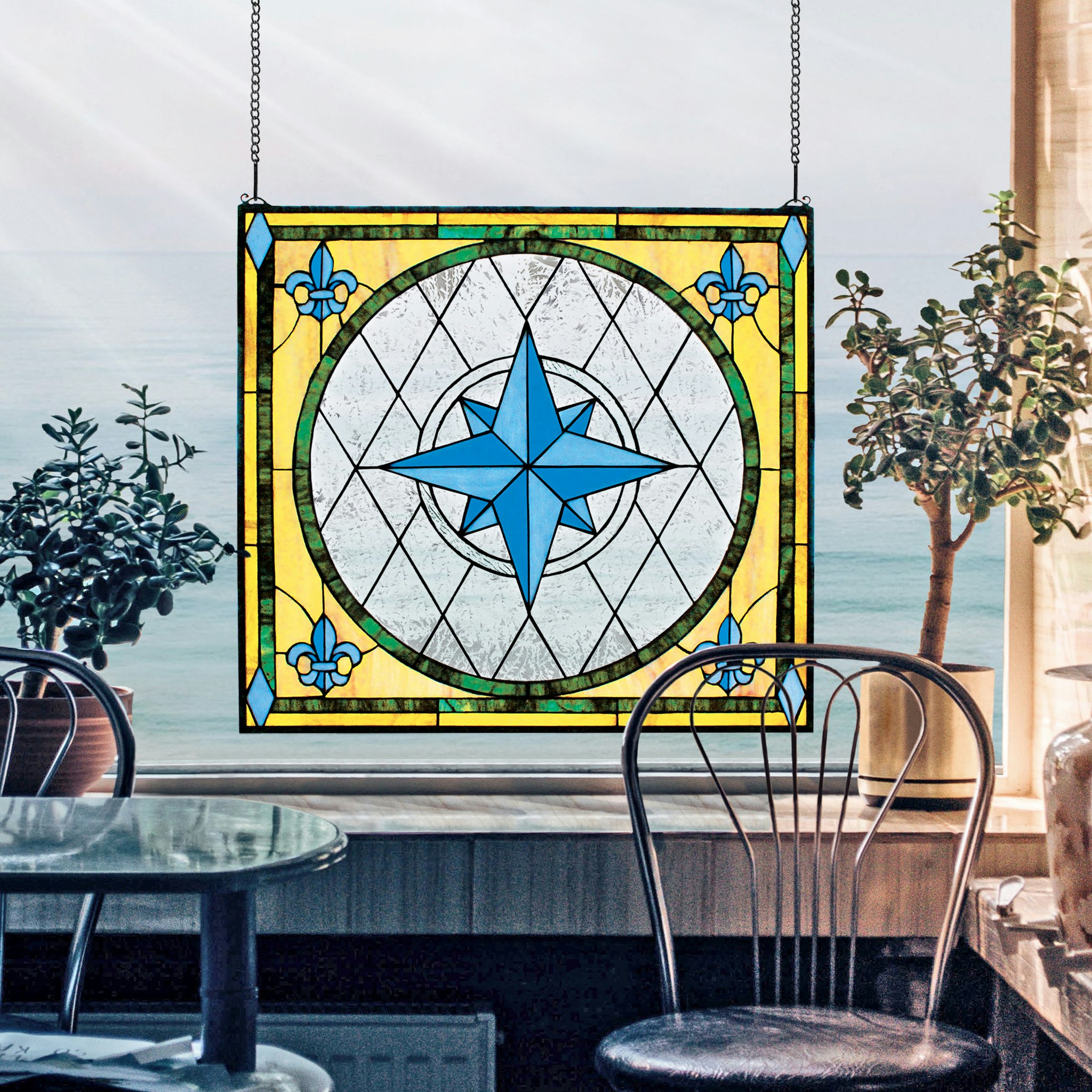 Toscano - Compass Rose Stained Glass Window