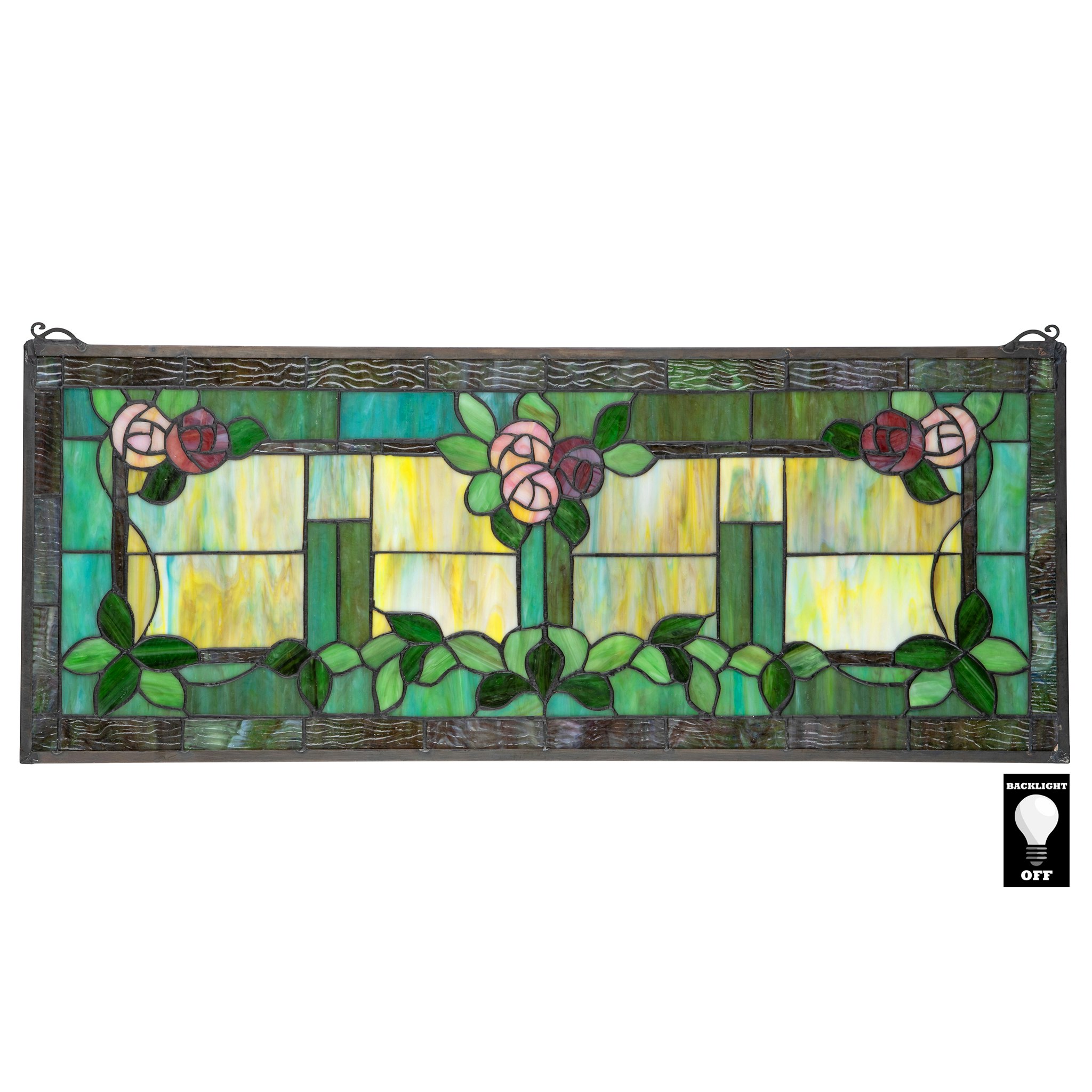 Toscano - Rose Trellis Tiffany-Style Stained Glass Window