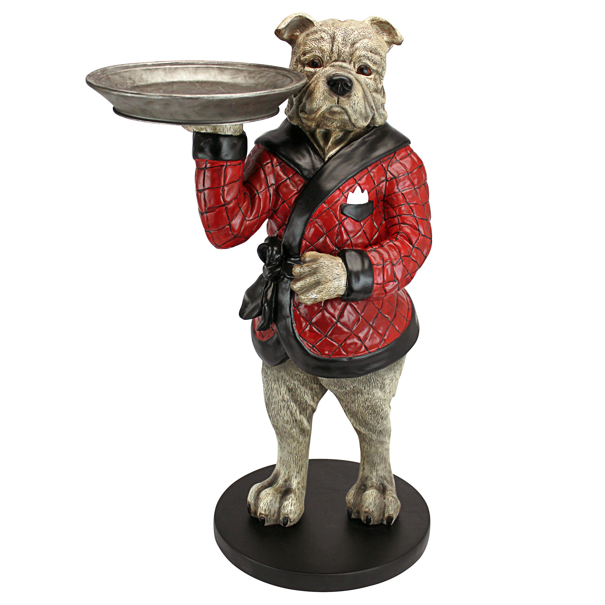 Toscano - Rex the Bachelor Bulldog Butler Sculptural Pedestal Table in Designer Resin