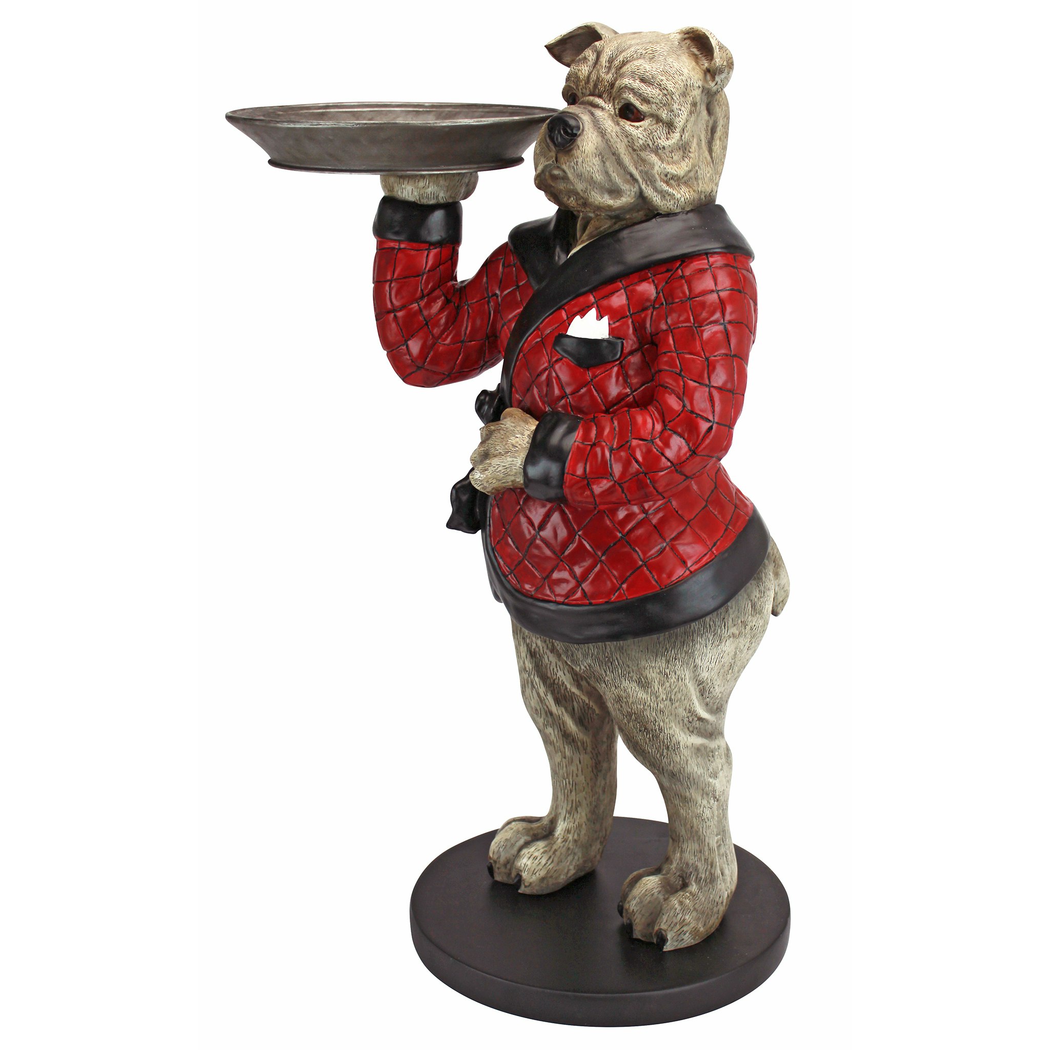 Toscano - Rex the Bachelor Bulldog Butler Sculptural Pedestal Table in Designer Resin