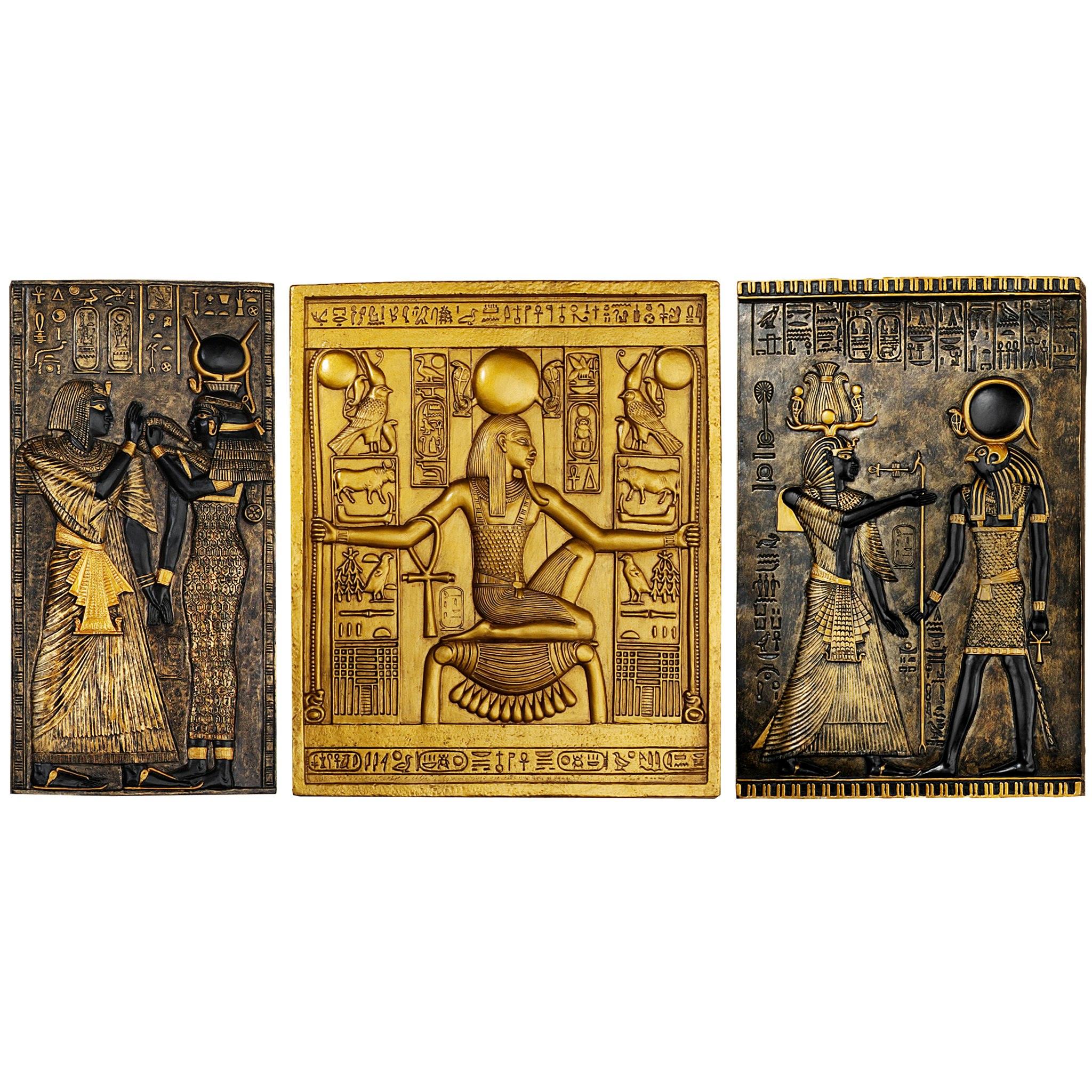 Toscano - Set of 3 Egyptian Temple Stele Wall Plaque