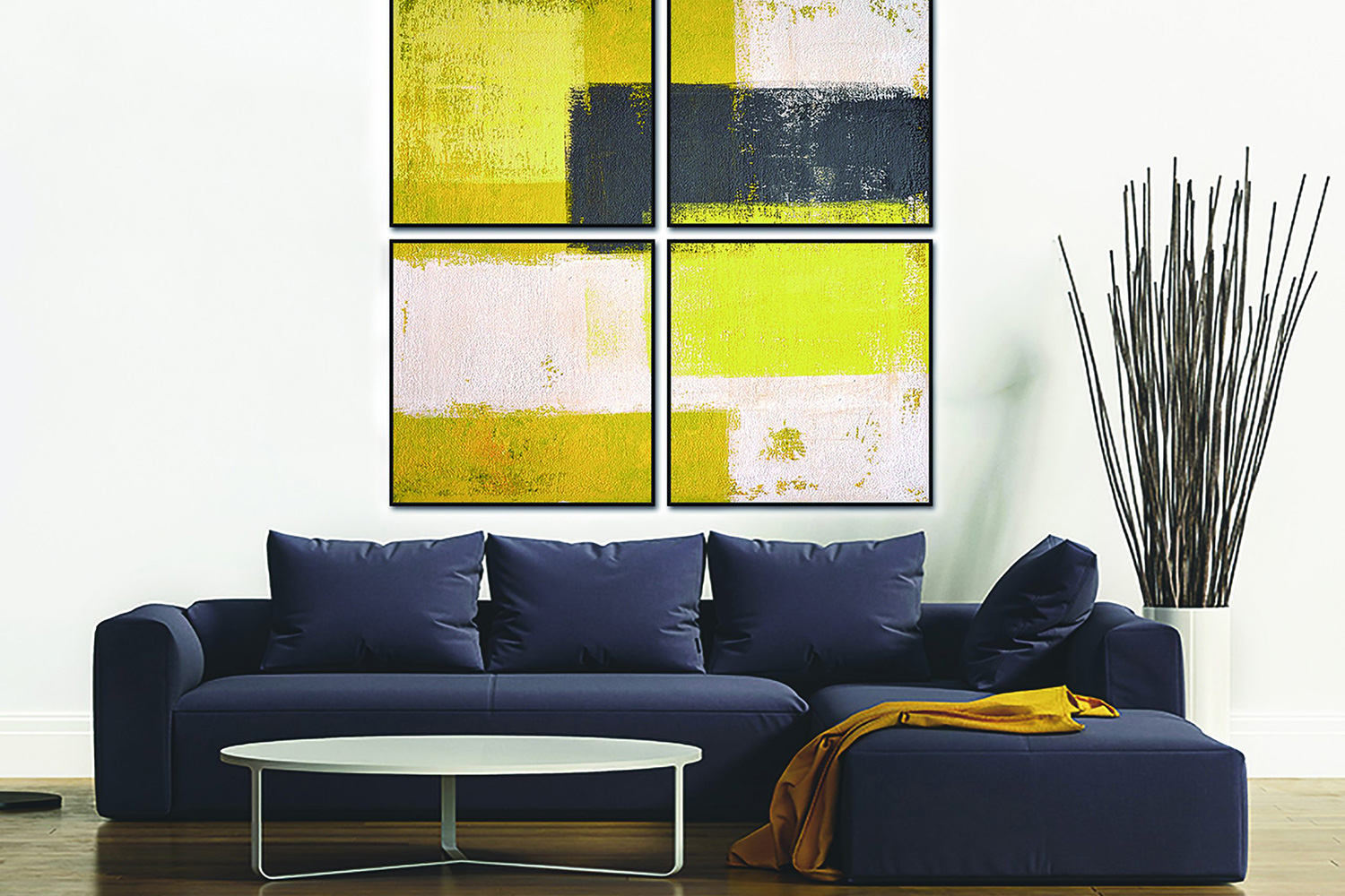 Whiteline - Amarillo 4-Piece Canvas Wall Art in Multicolor