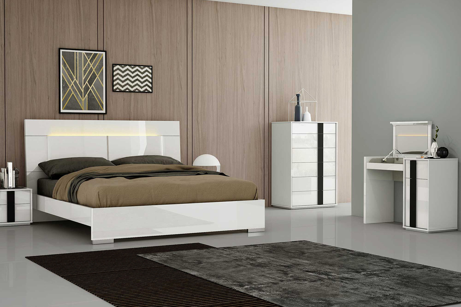 Whiteline Kimberly King Size Bed - White