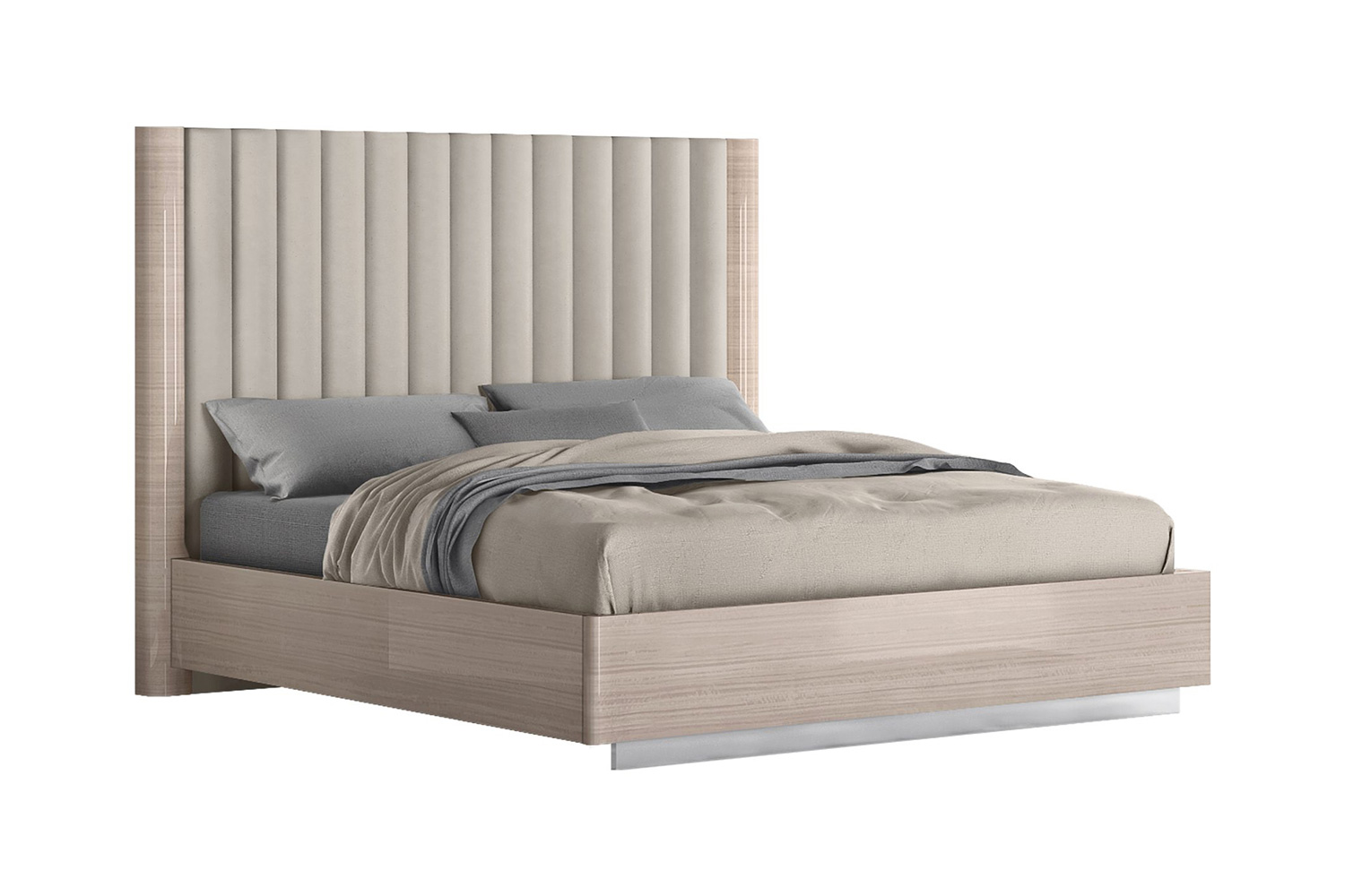 Whiteline Waves King Size Bed - Beige