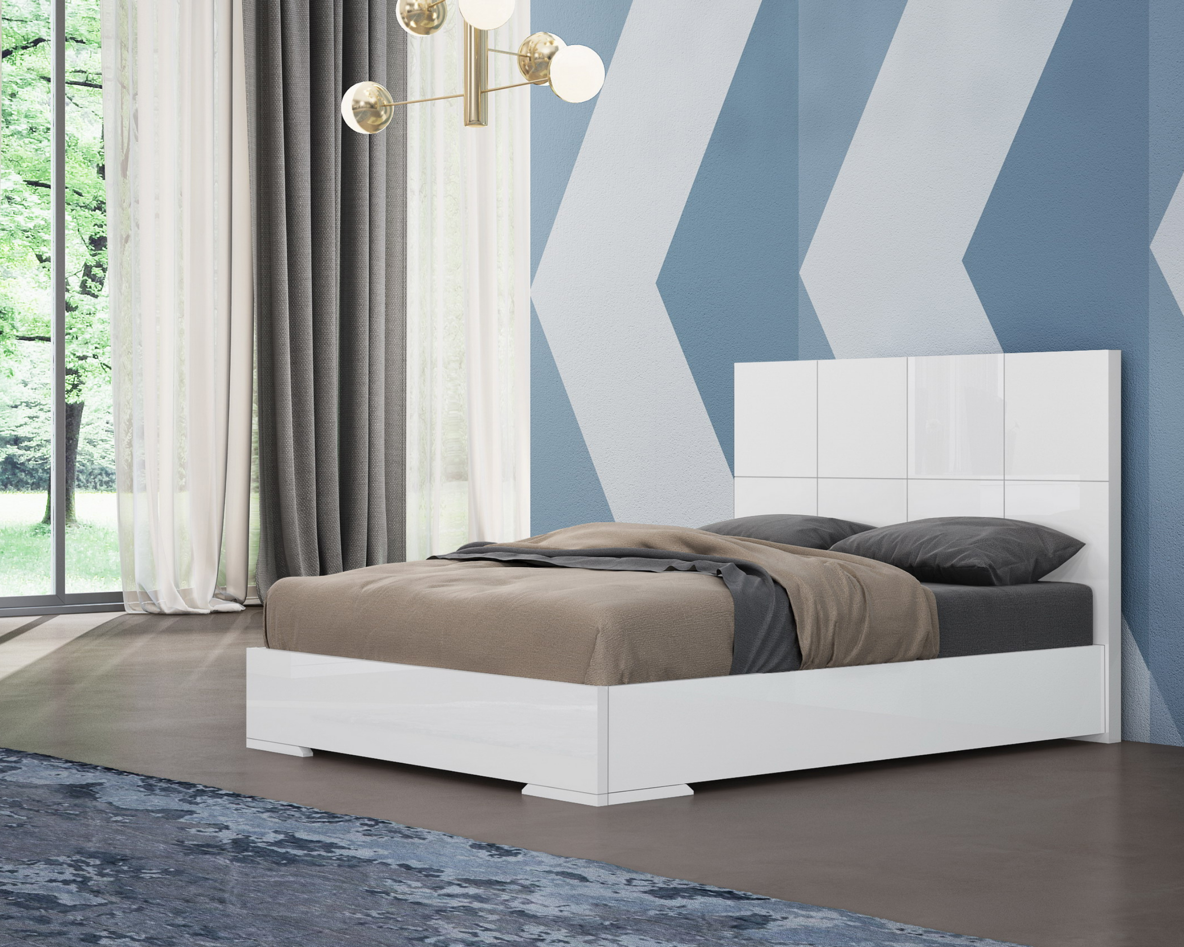 Whiteline Anna Queen Size Bed - White