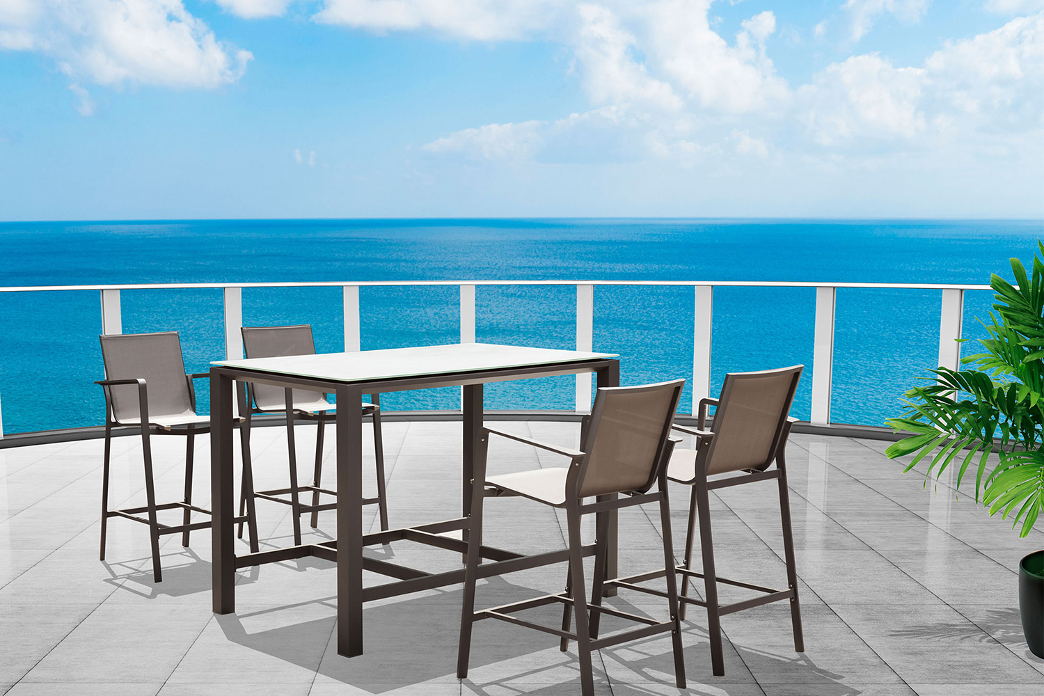 Whiteline - Vargas Outdoor Bar Table in Taupe