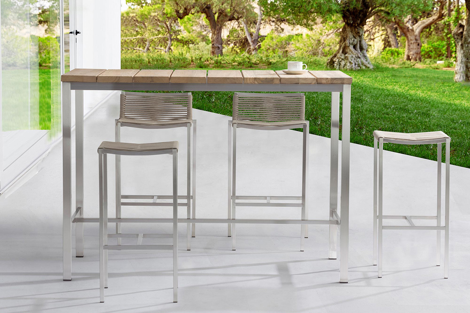 Whiteline - Stone Outdoor Barstool in Taupe