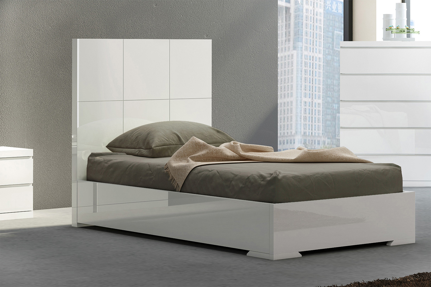 Whiteline Anna Twin Size Bed - White