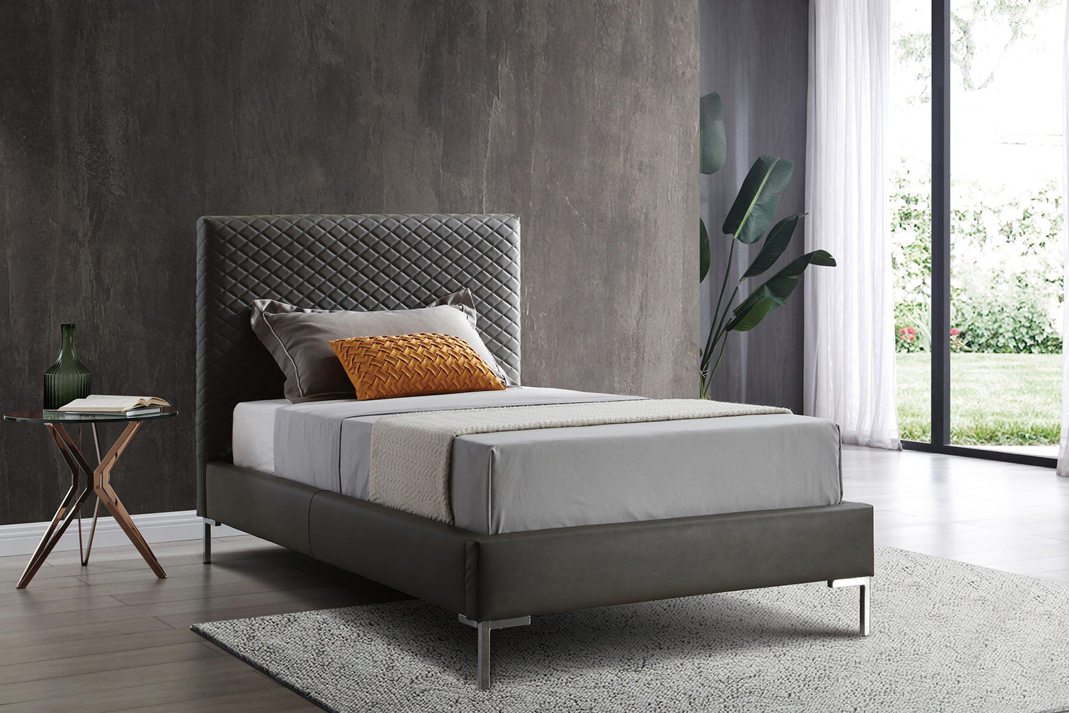 Whiteline Liz Twin Size Bed - Dark Gray