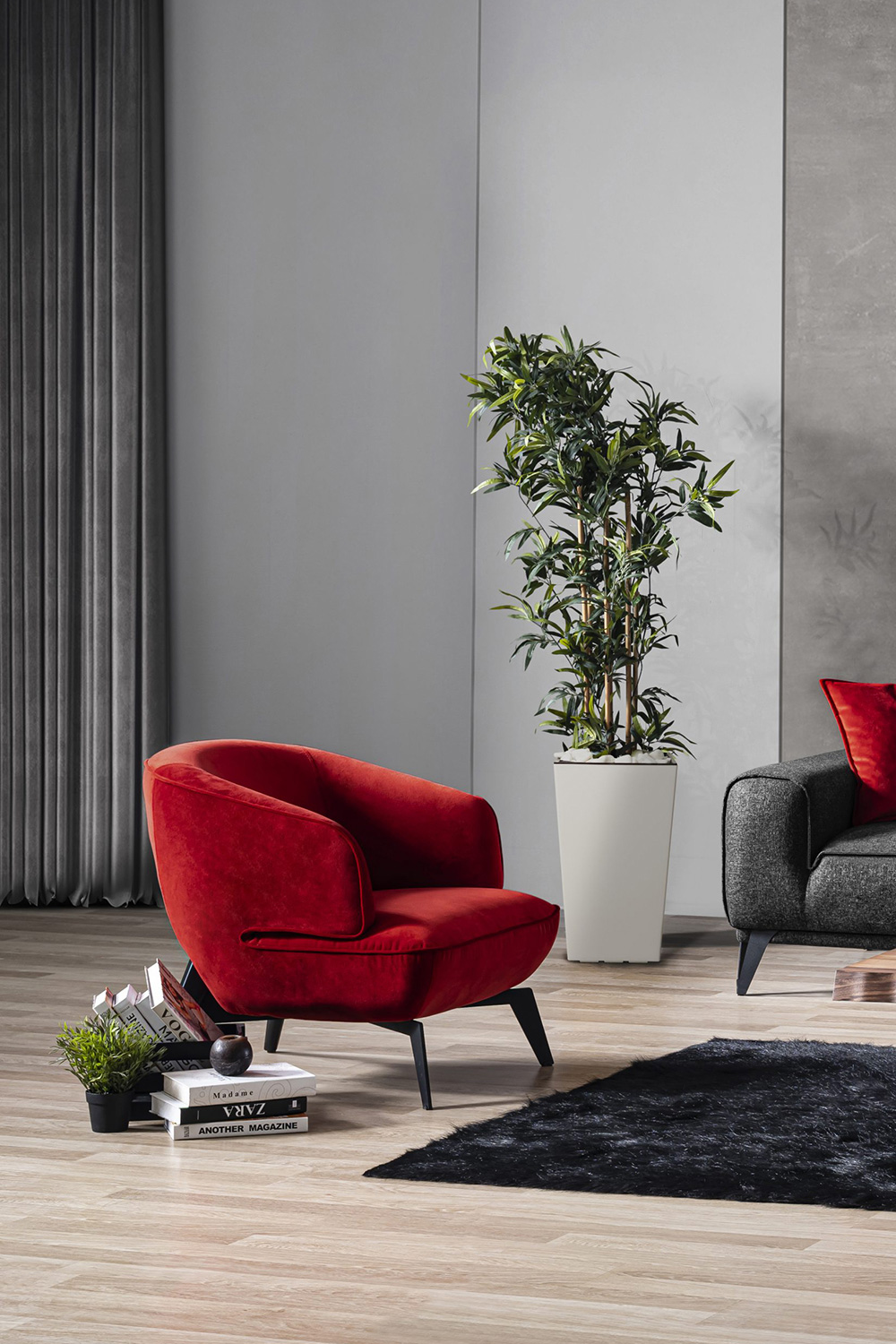 Whiteline™ Mersin Accent Chair - Red Fabric