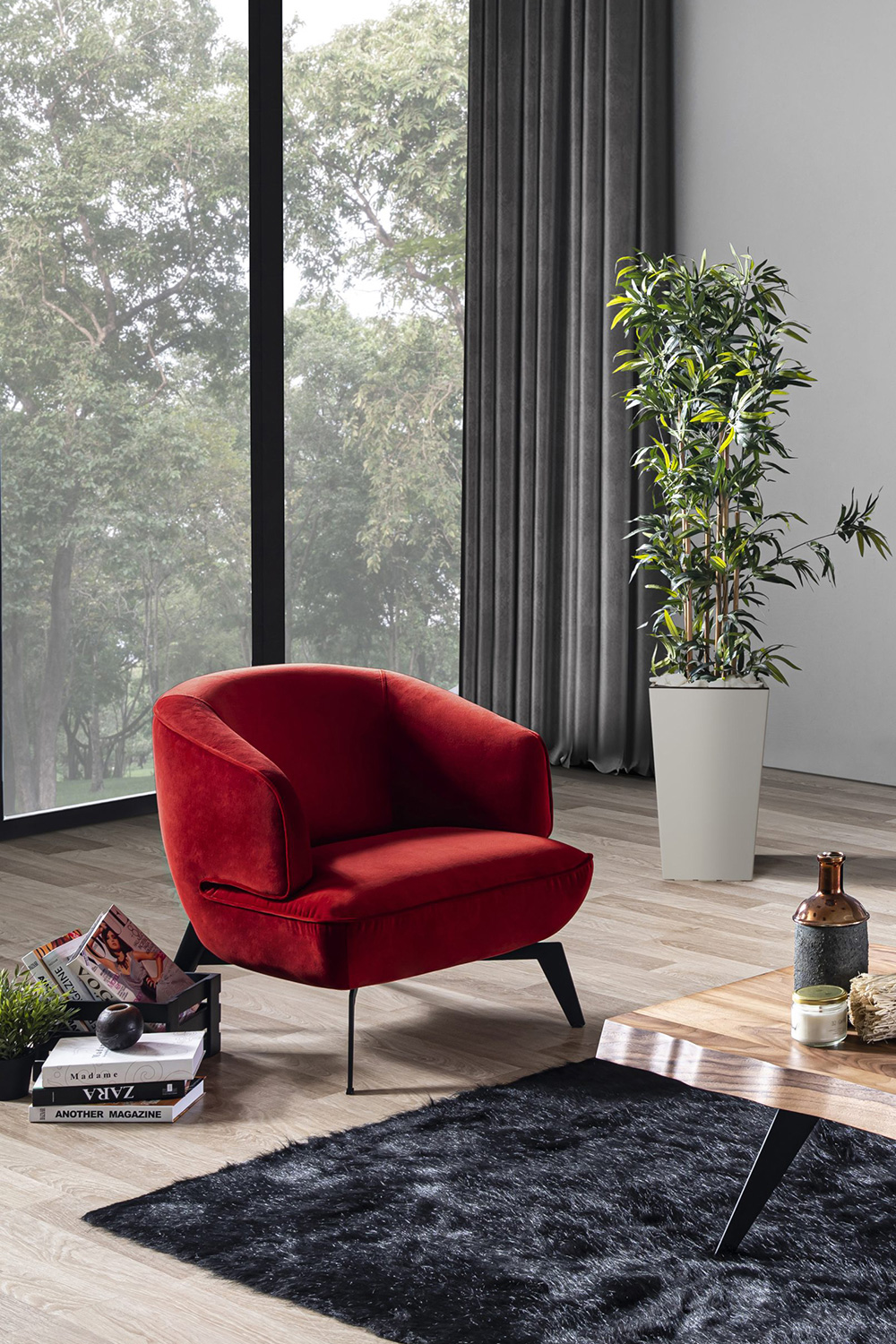 Whiteline™ Mersin Accent Chair - Red Fabric