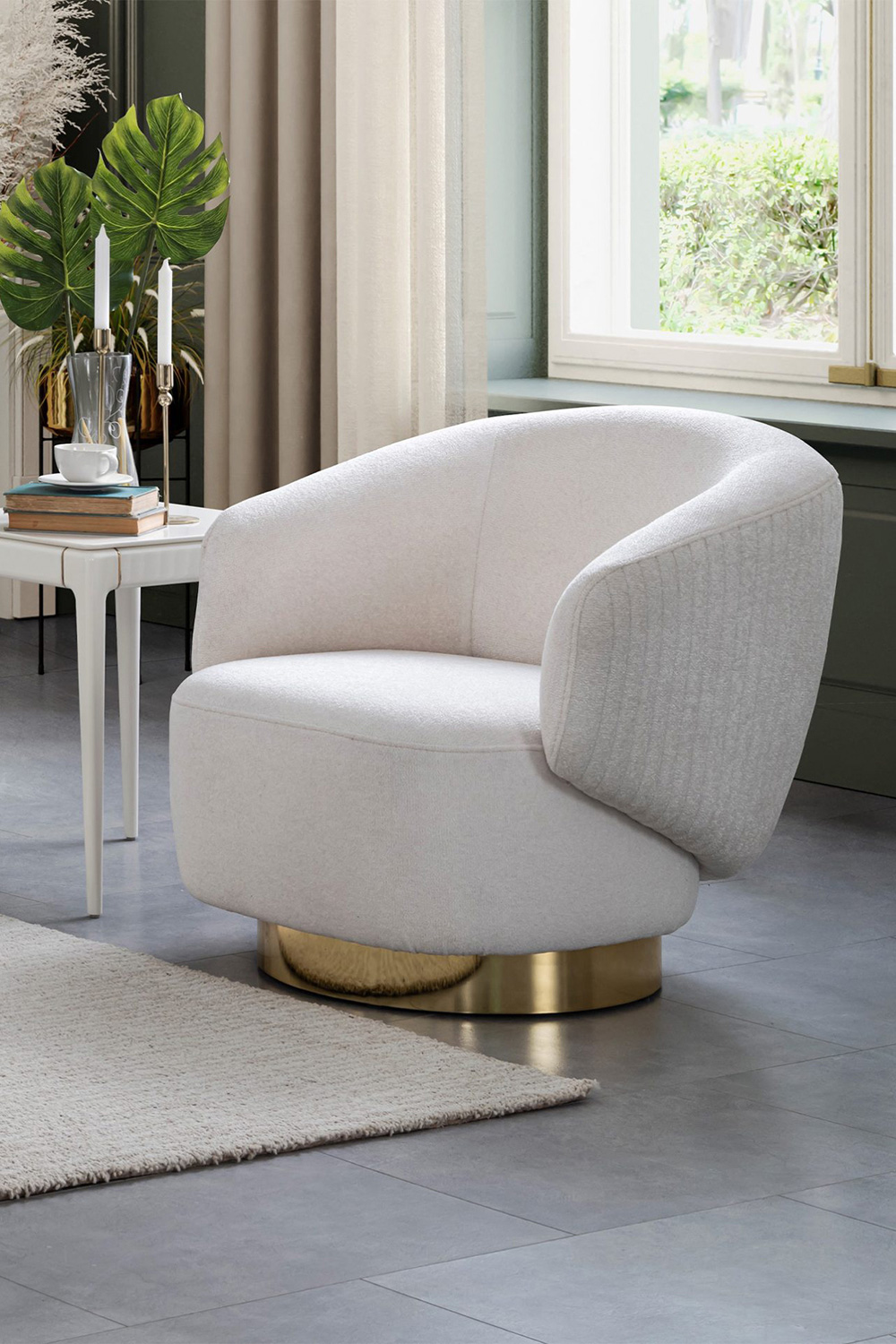 Whiteline™ Erzin Swivel Accent Chair - White