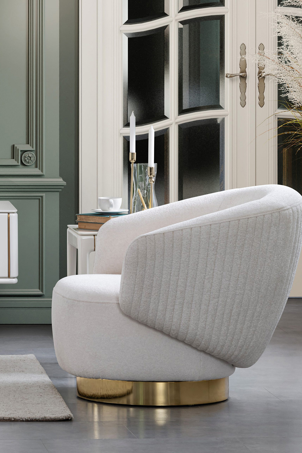 Whiteline™ Erzin Swivel Accent Chair - White