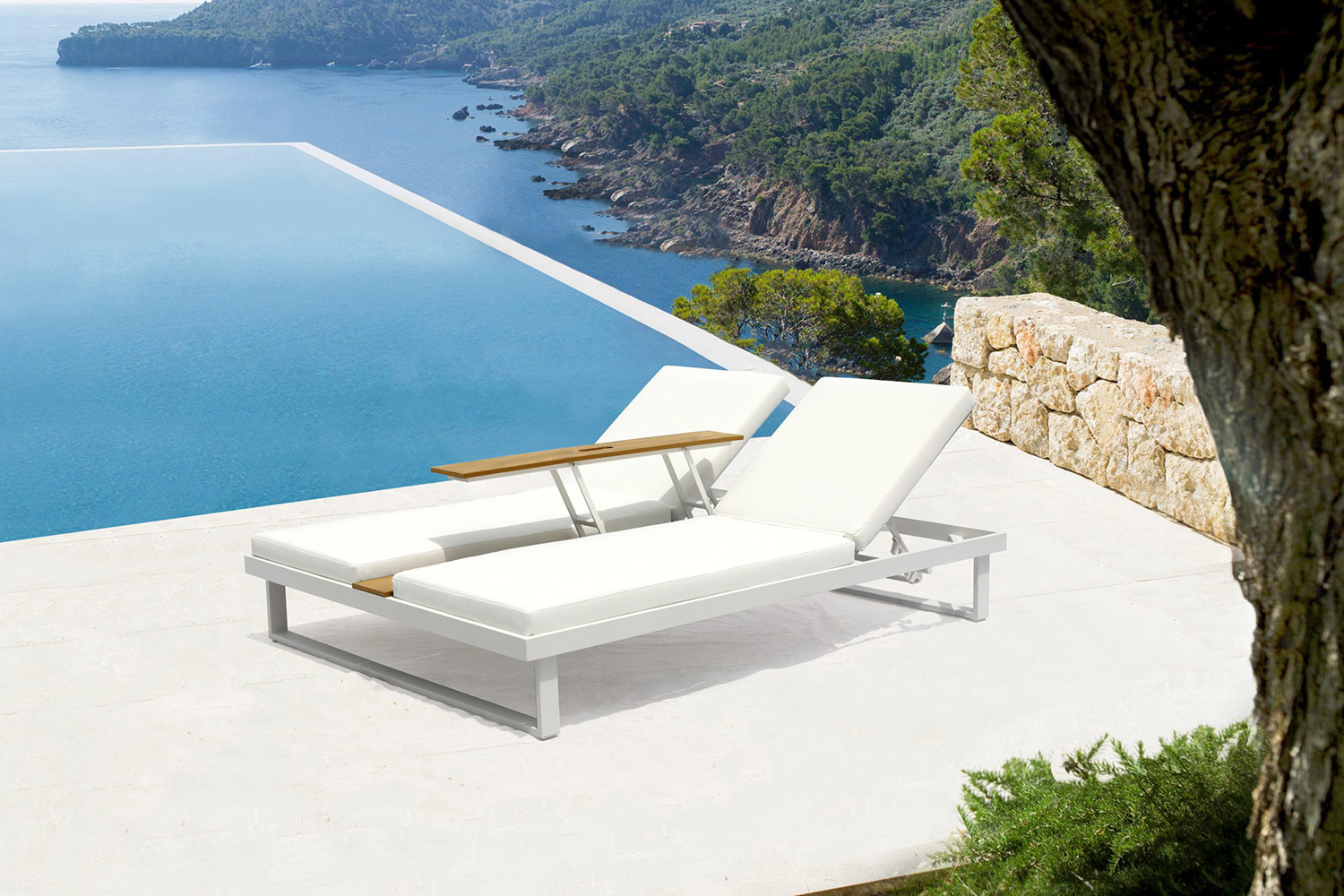 Whiteline Sandy Double Lounge Chair - White