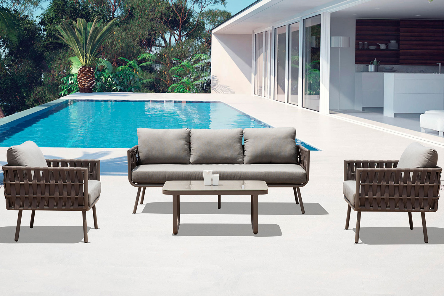 Whiteline - Oasis Outdoor Set in Taupe