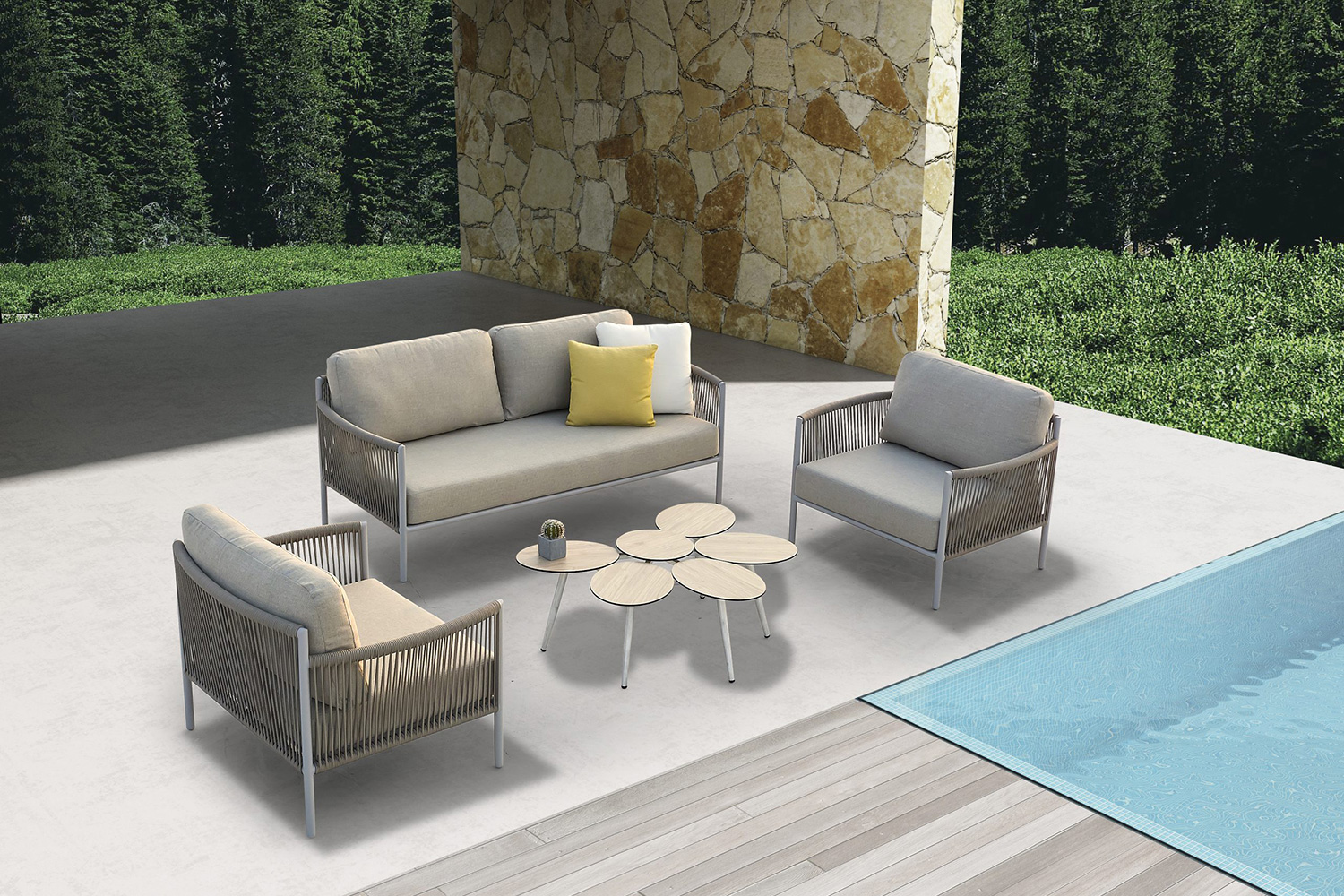 Whiteline - Catalina 4-Piece Outdoor Collection in Gray