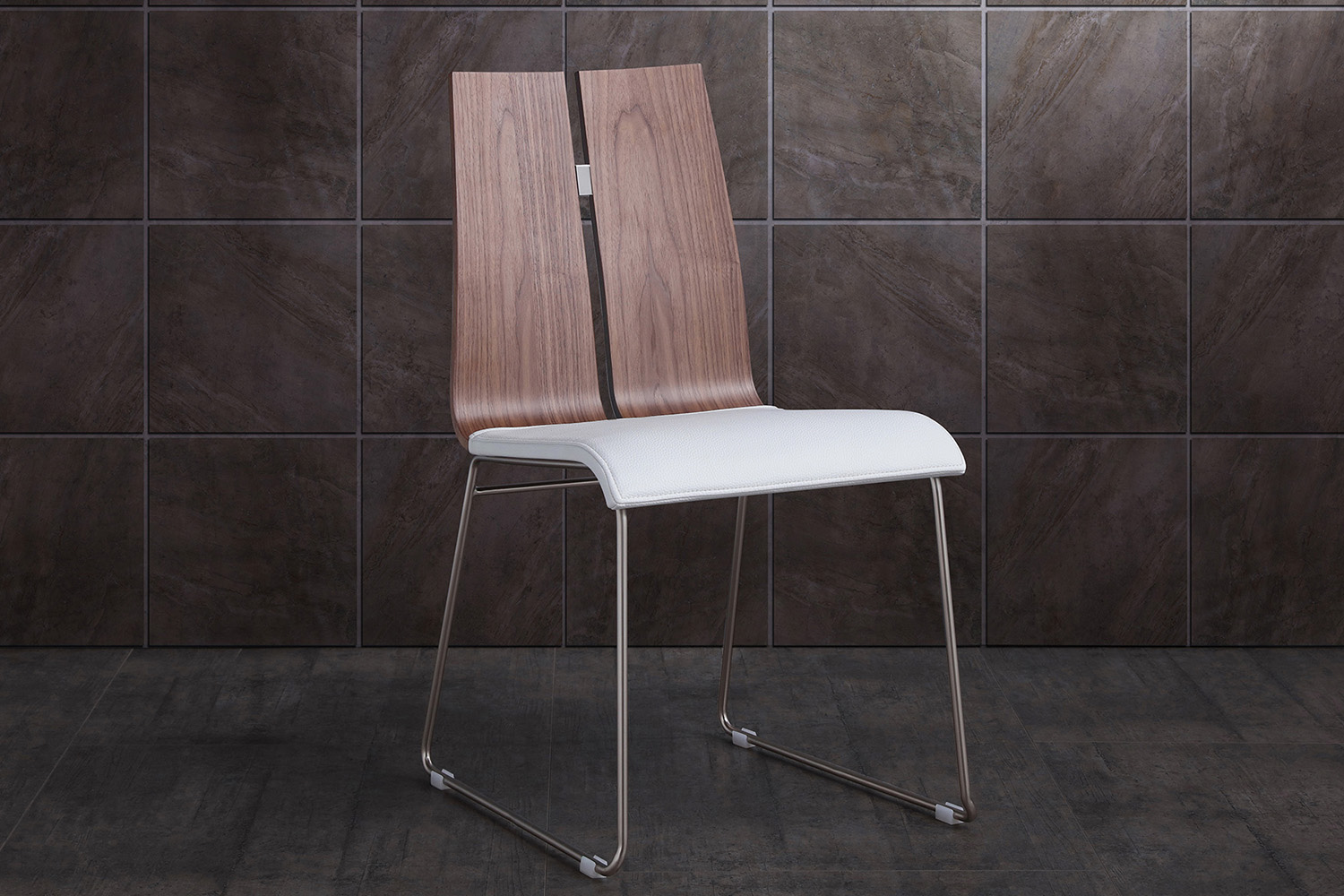 Whiteline Lauren Dining Chair - Walnut/White