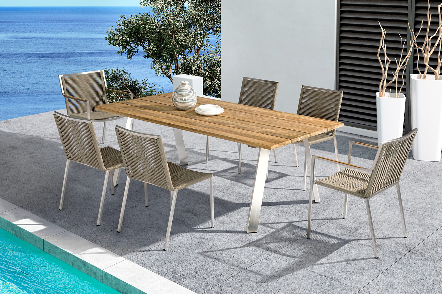 Whiteline - Rhea Outdoor Dining Chair in Light Brown