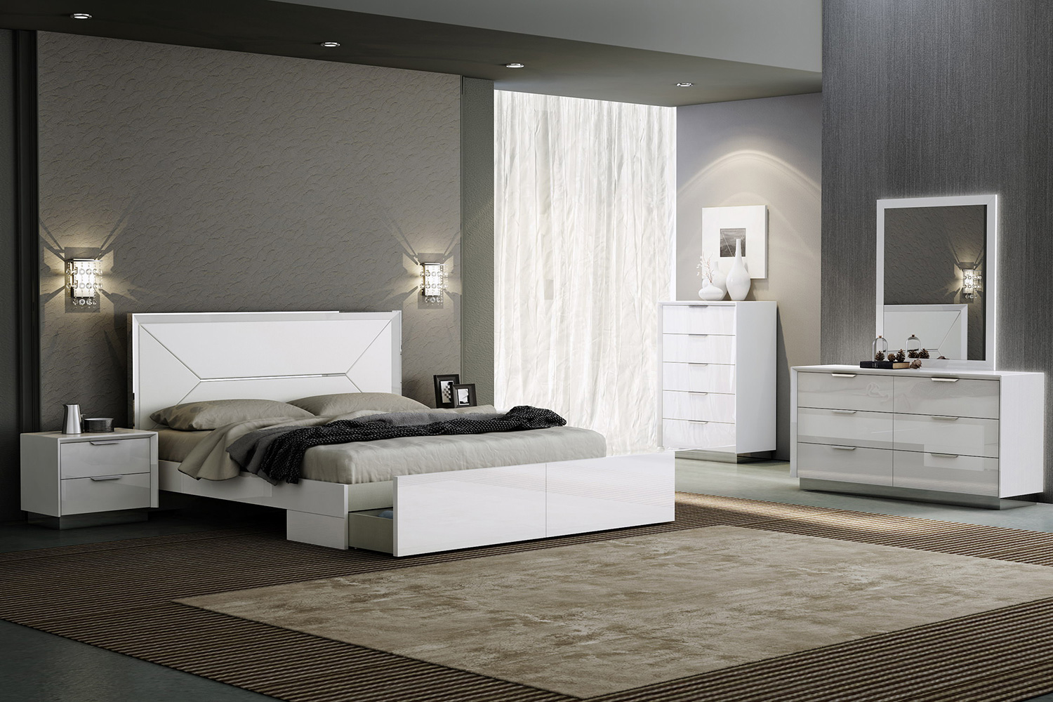 Whiteline Navi Double Dresser - White