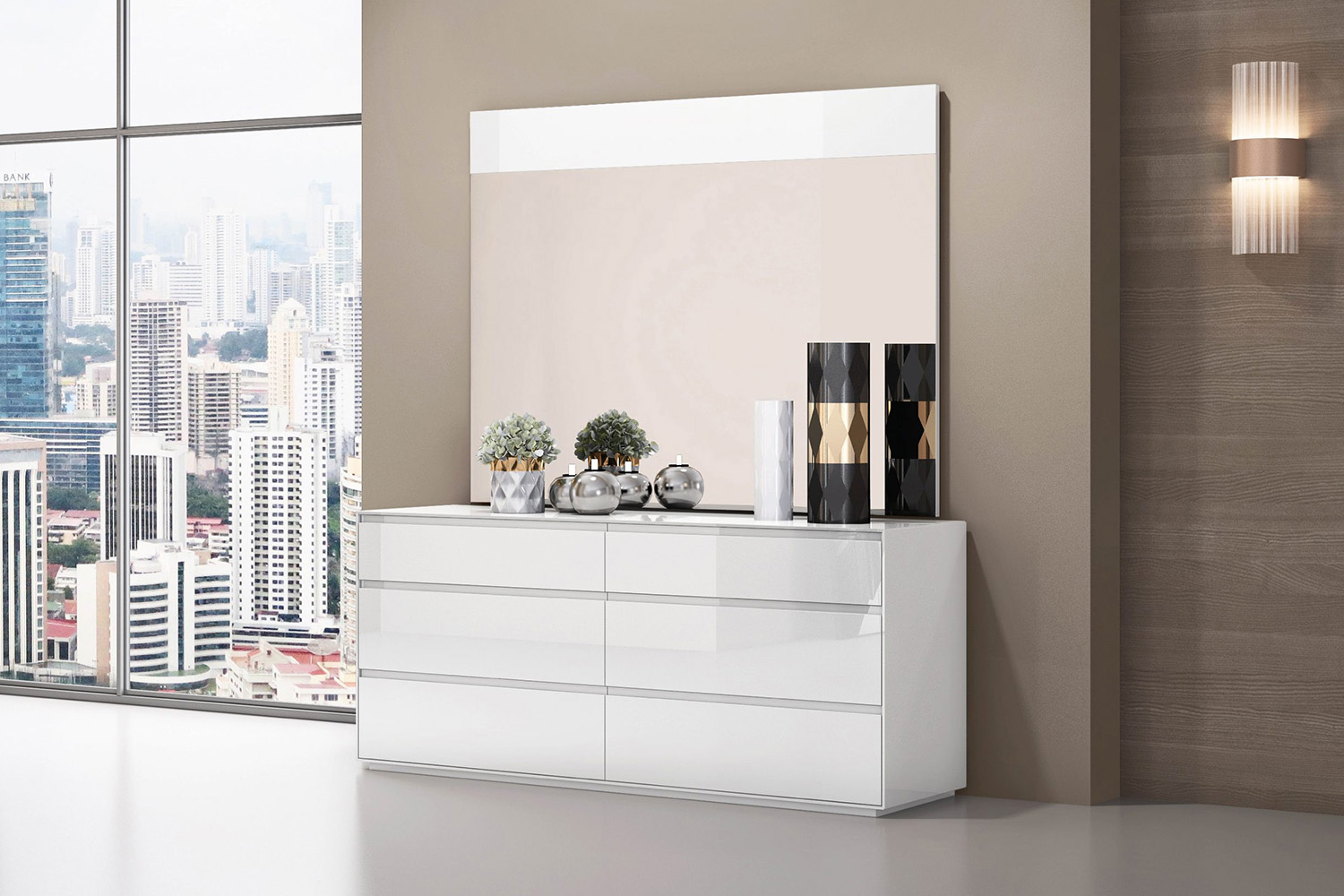 Whiteline - Malibu Double Dresser in White