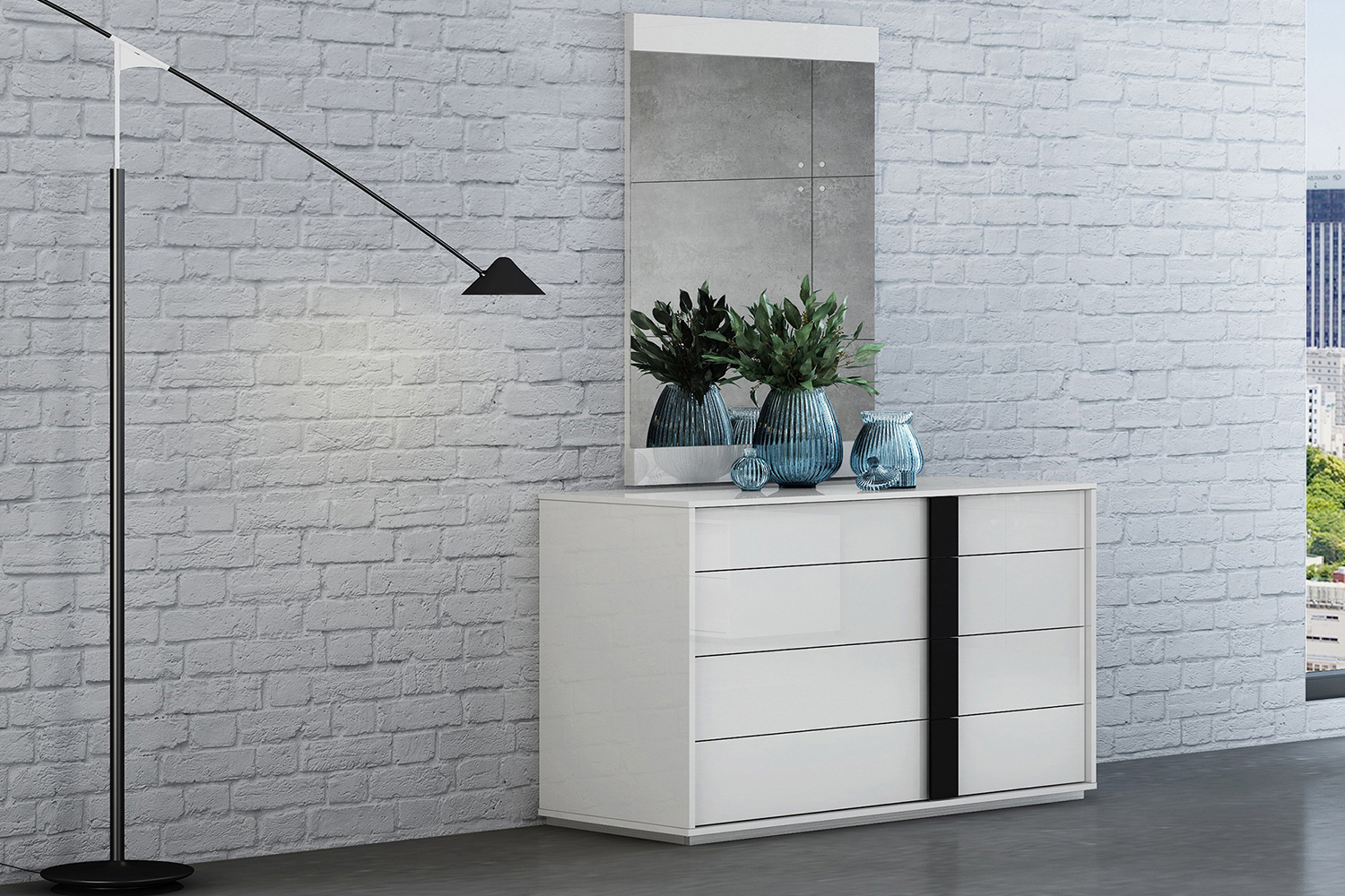 Whiteline - Kimberly Dresser in White/Black