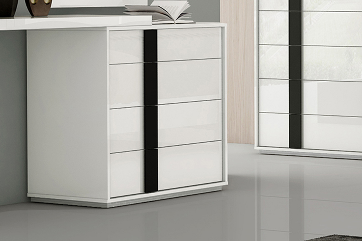 Whiteline - Kimberly Single Dresser in White/Black