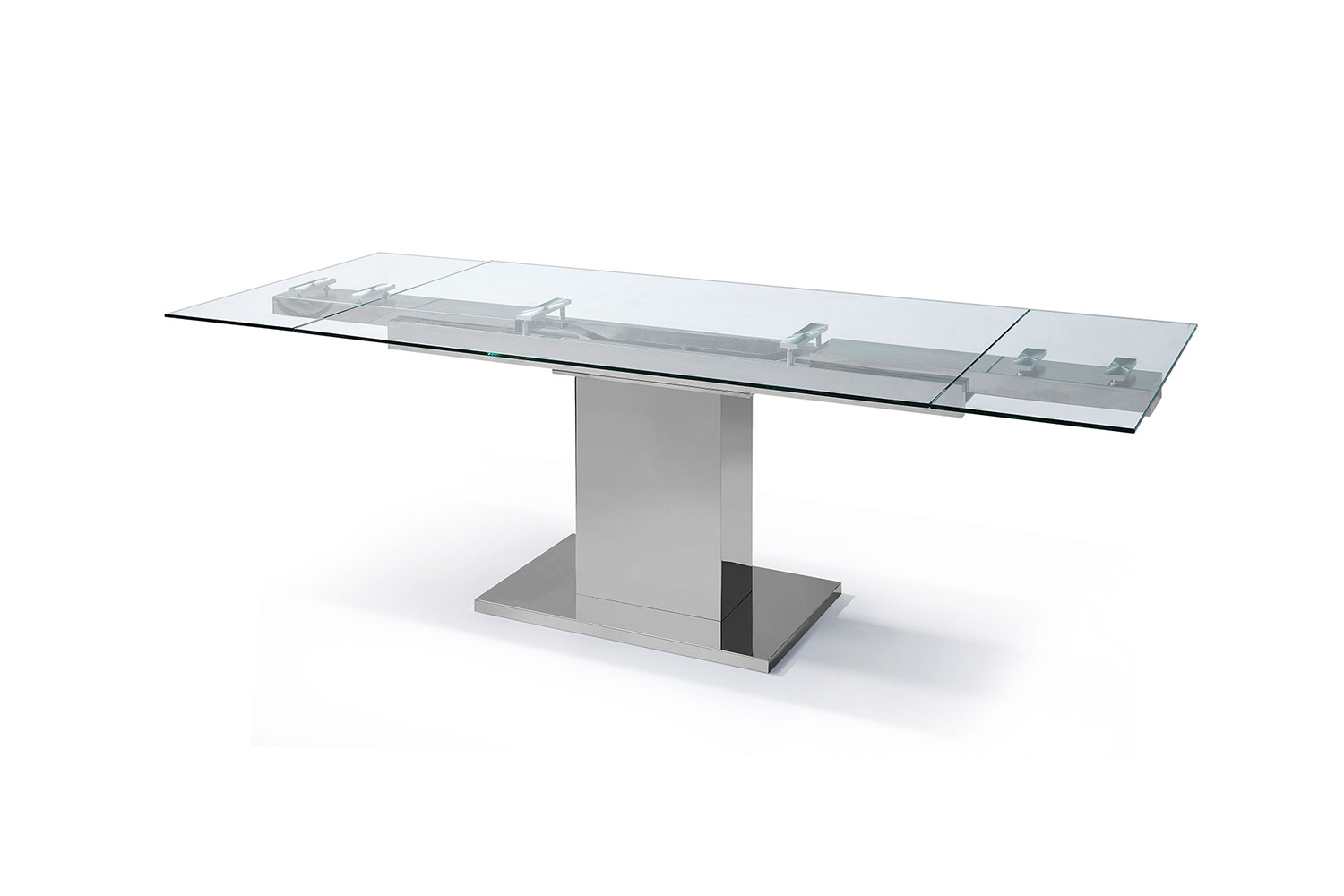 Whiteline - Slim Extendable Dining Table in Clear