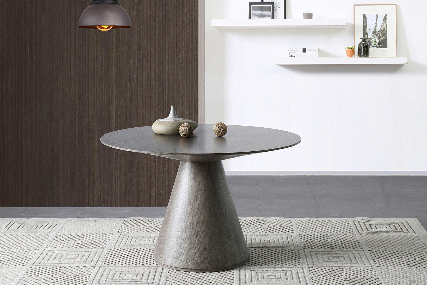 Whiteline Kira Round Dining Table - Gray