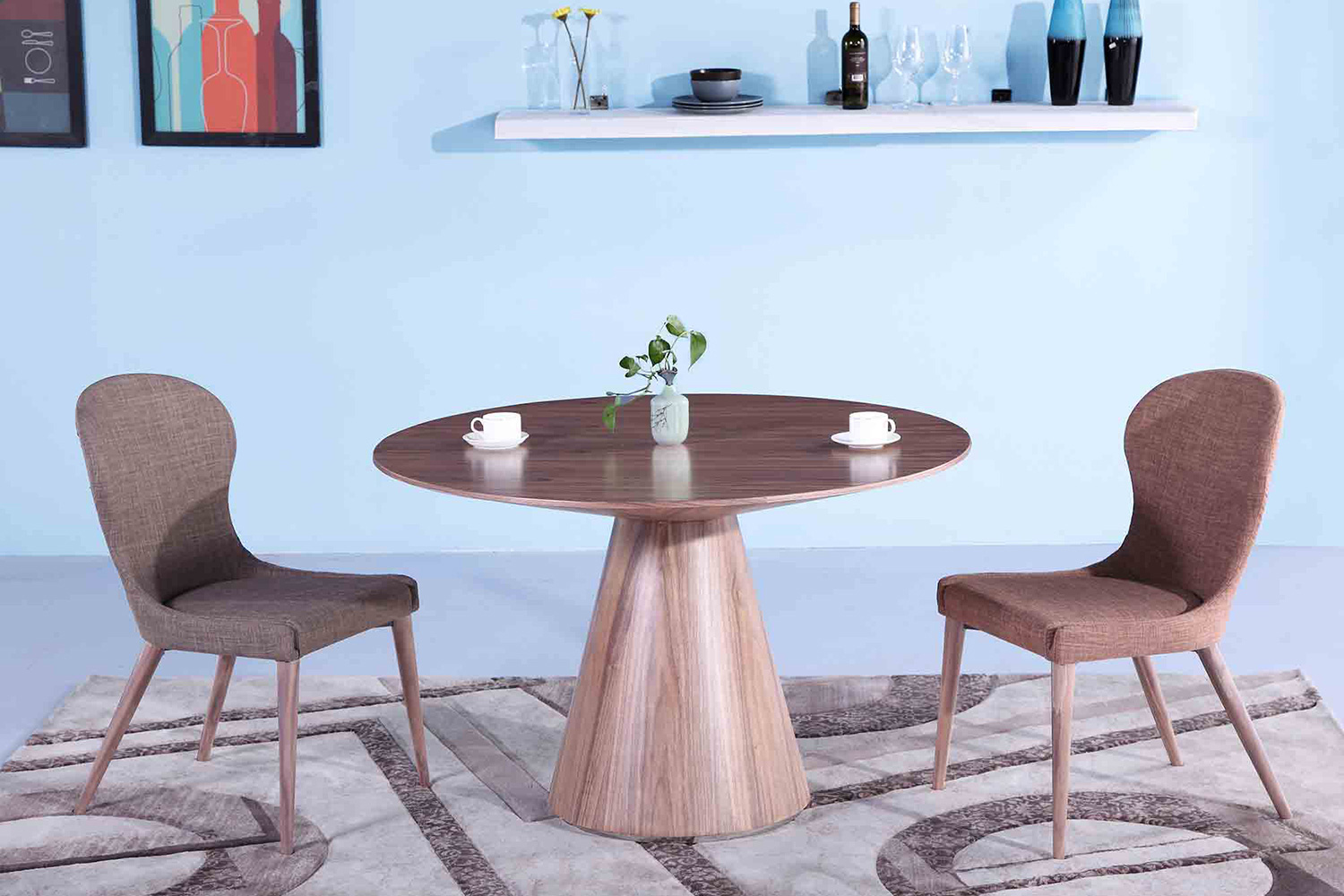 Whiteline Kira Round Dining Table - Walnut