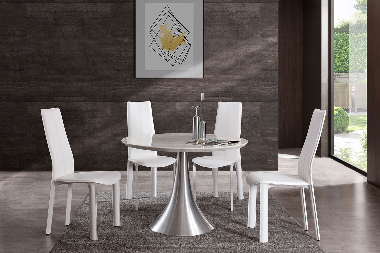 Whiteline - Flow Round Dining Table in White