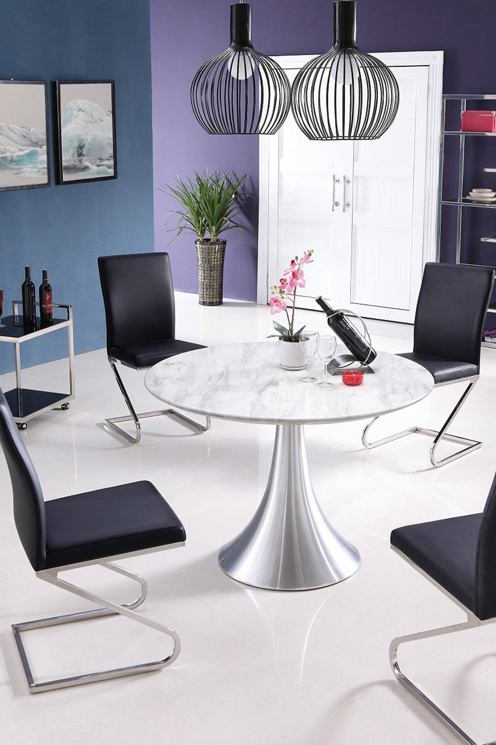 Whiteline - Flow Round Dining Table in White