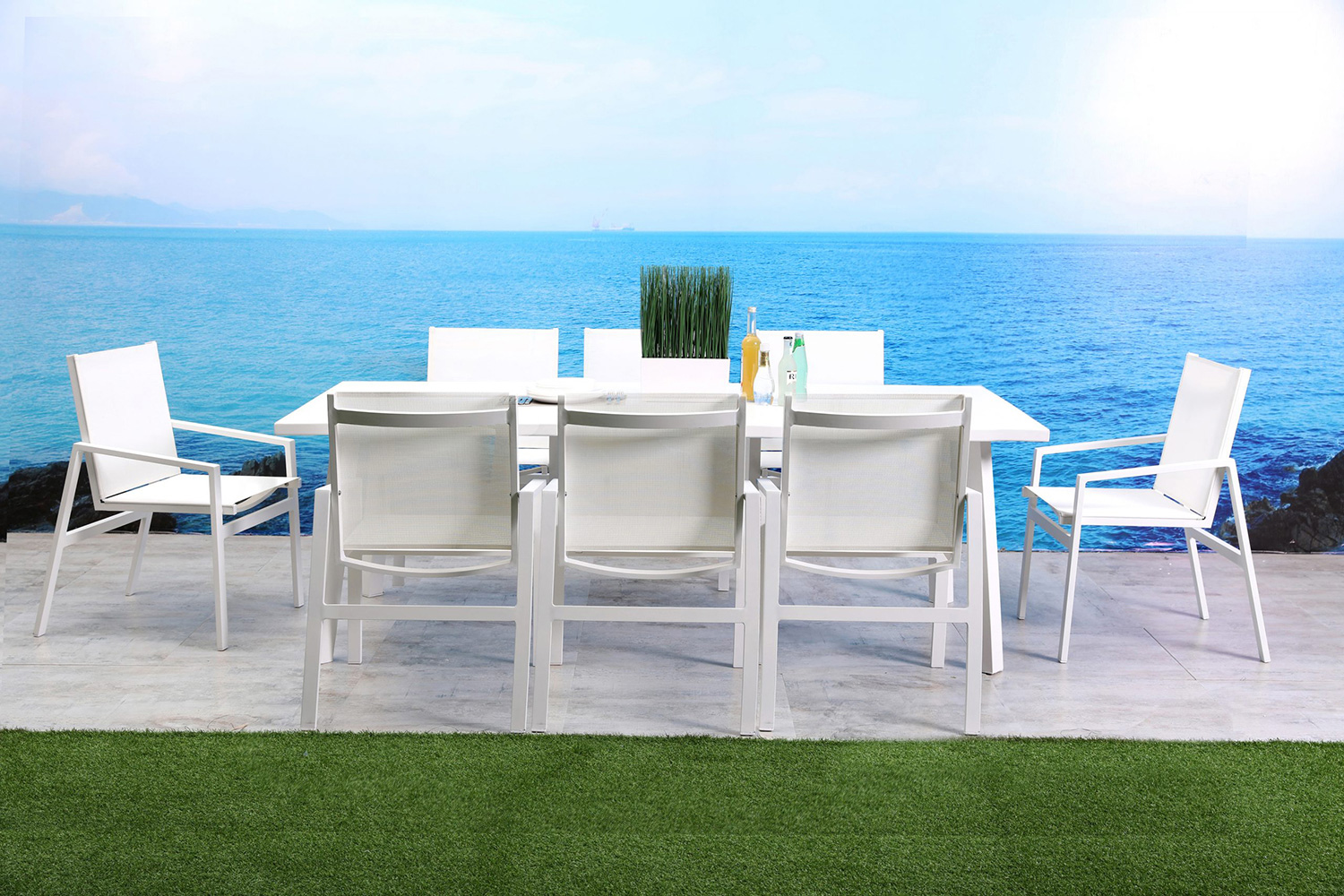 Whiteline - Rio Outdoor Rectangle Dining Table in White