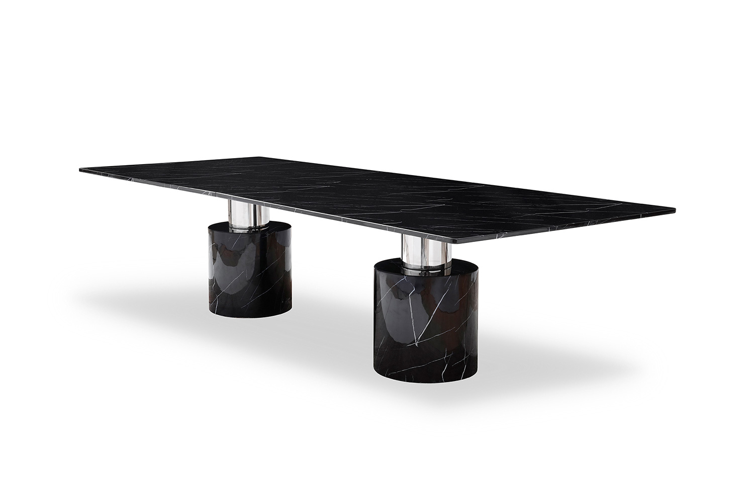 Whiteline Geneva Small Dining Table - Black, Silver Base