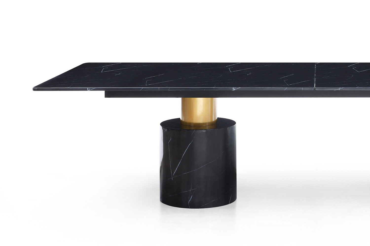 Whiteline Geneva Small Dining Table - Black, Gold Base