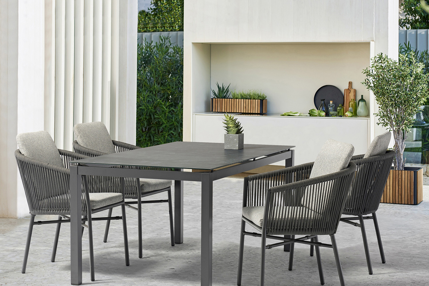 Whiteline - Lynn Outdoor Dining Table in Dark Gray