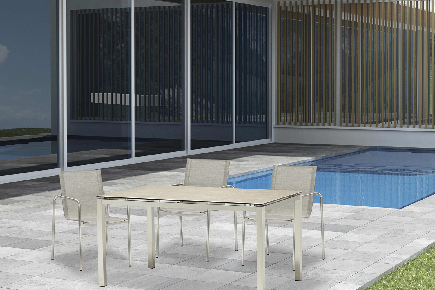 Whiteline - Paola Outdoor Dining Table in Light Gray