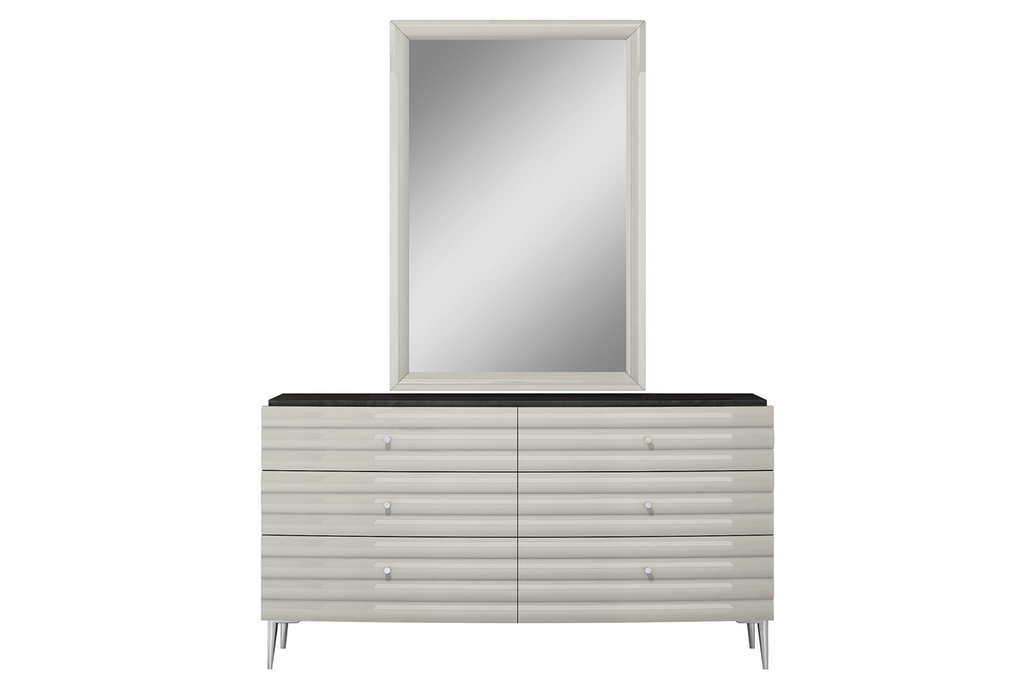 Whiteline - Pino Rectangular Mirror in Light Gray