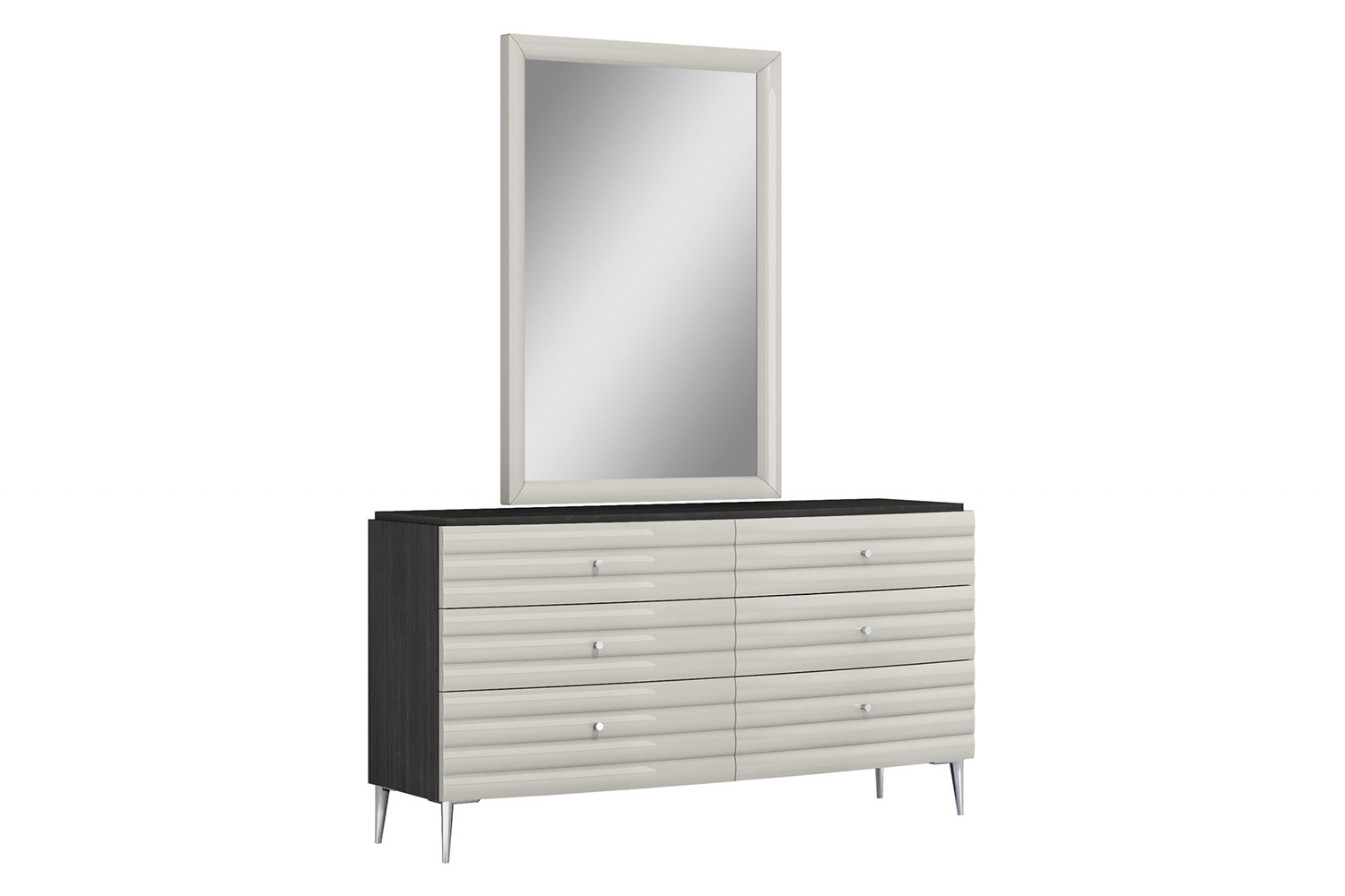 Whiteline - Pino Rectangular Mirror in Light Gray