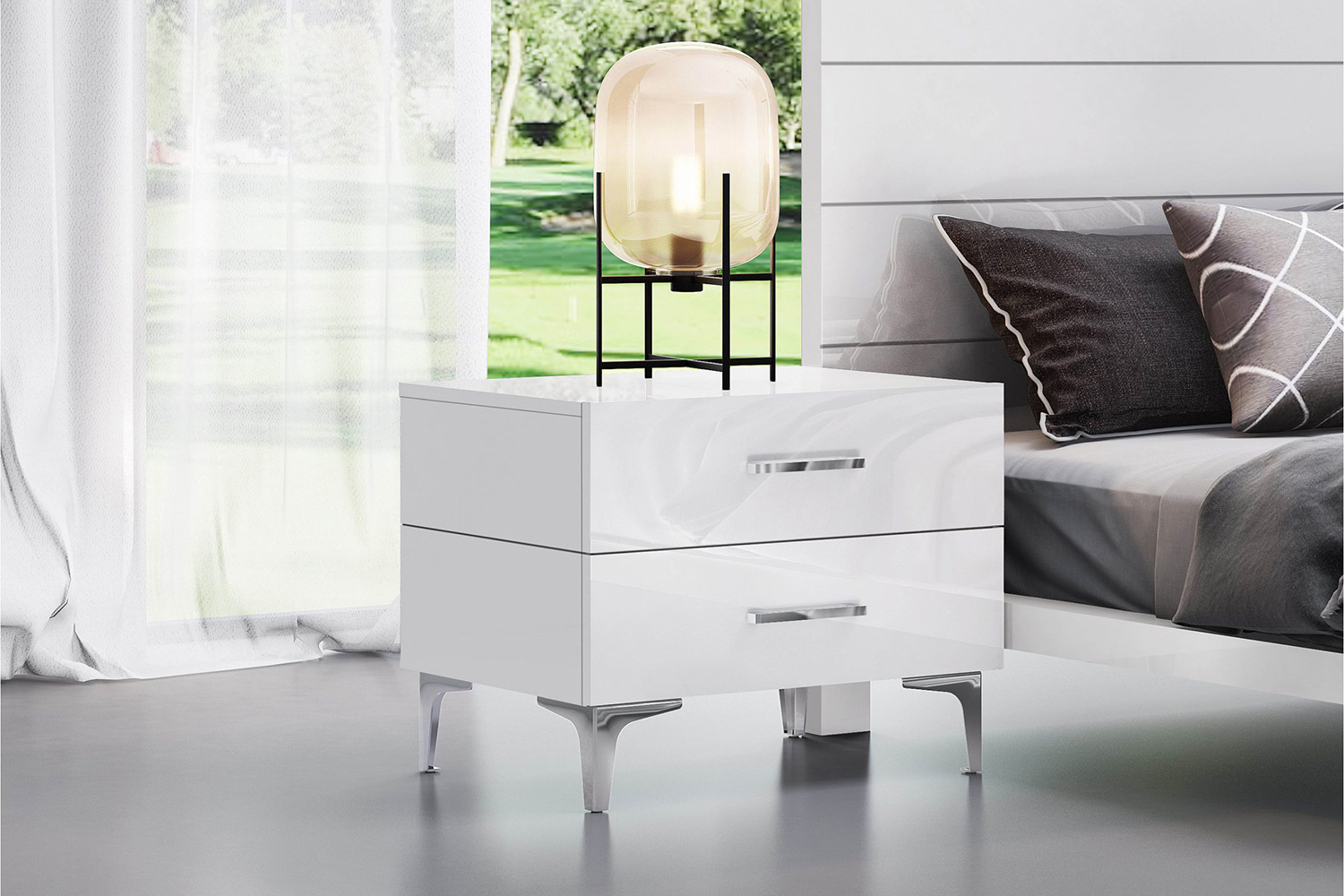 Whiteline - Diva Nightstand in White