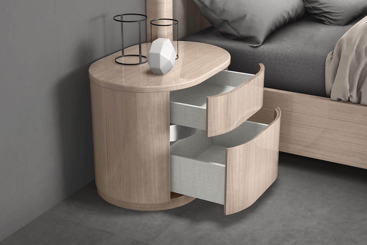 Whiteline - Waves Nightstand in Beige